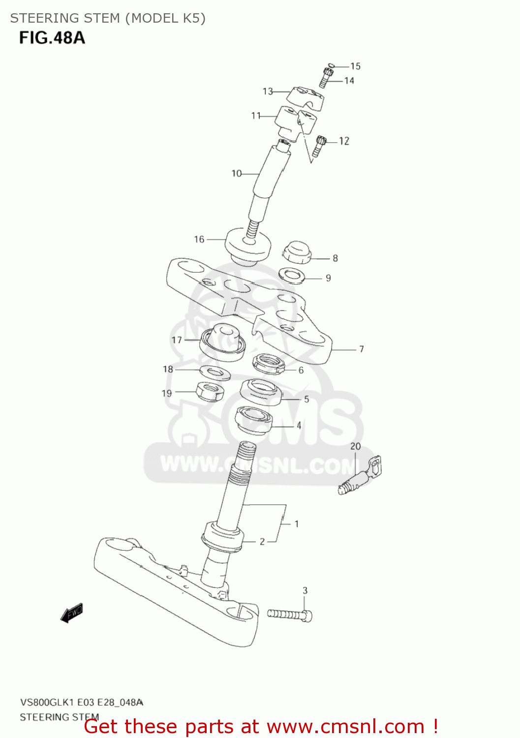 STEERING STEM (MODEL K5) VS800GL INTRUDER 2003 (K3) USA (E03)
