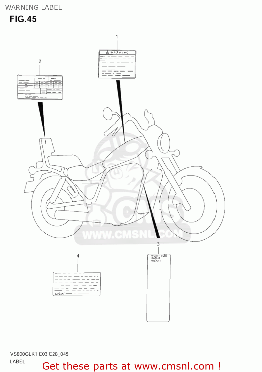 WARNING LABEL VS800GL INTRUDER 2003 (K3) USA (E03)