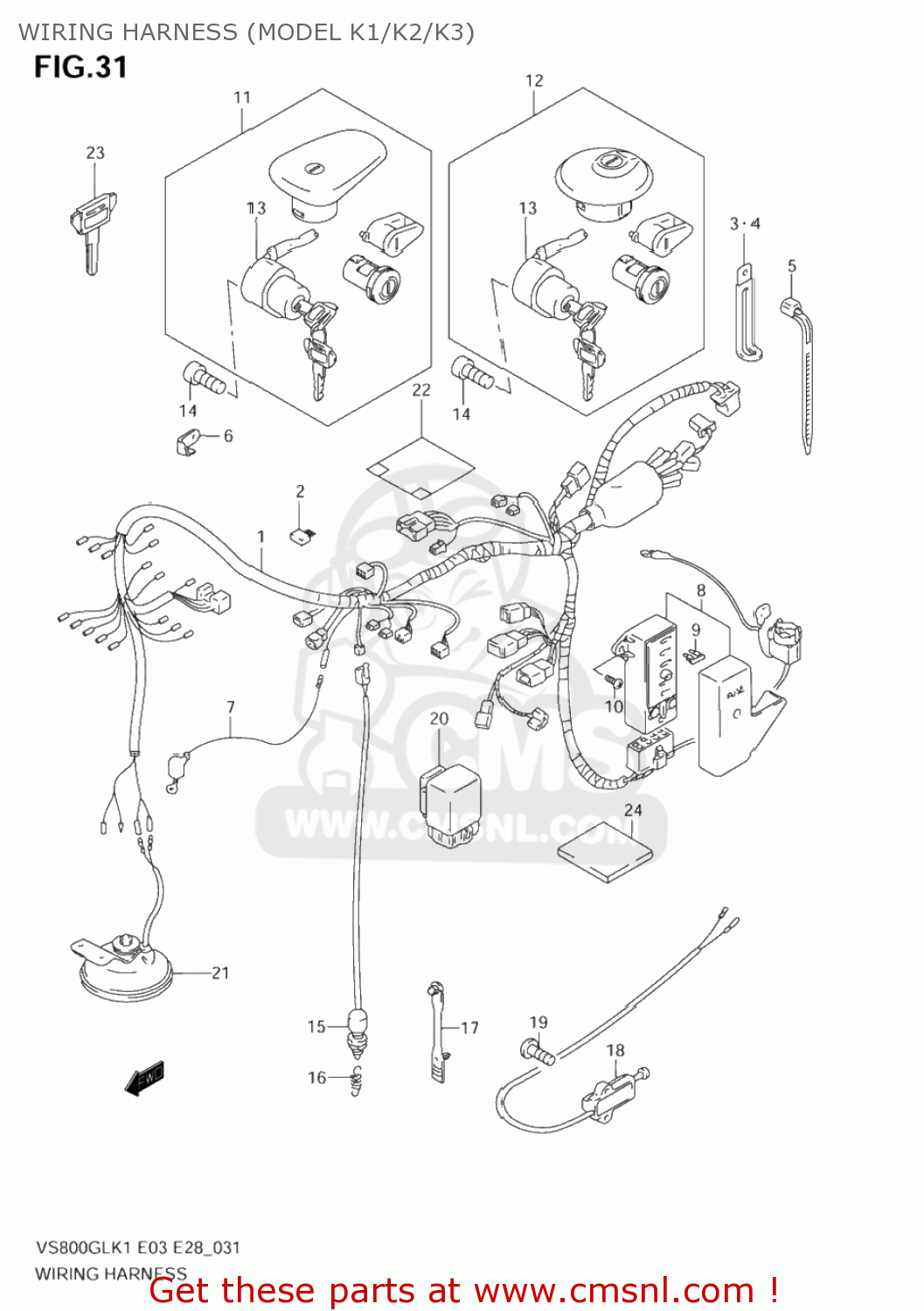 WIRING HARNESS (MODEL K1/K2/K3) VS800GL INTRUDER 2003 (K3) USA (E03)