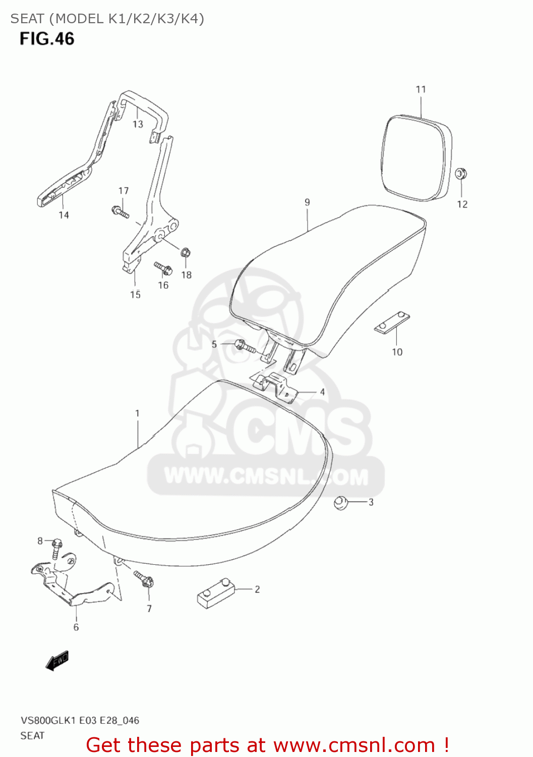 SEAT (MODEL K1/K2/K3/K4) VS800GL INTRUDER 2004 (K4) USA (E03)