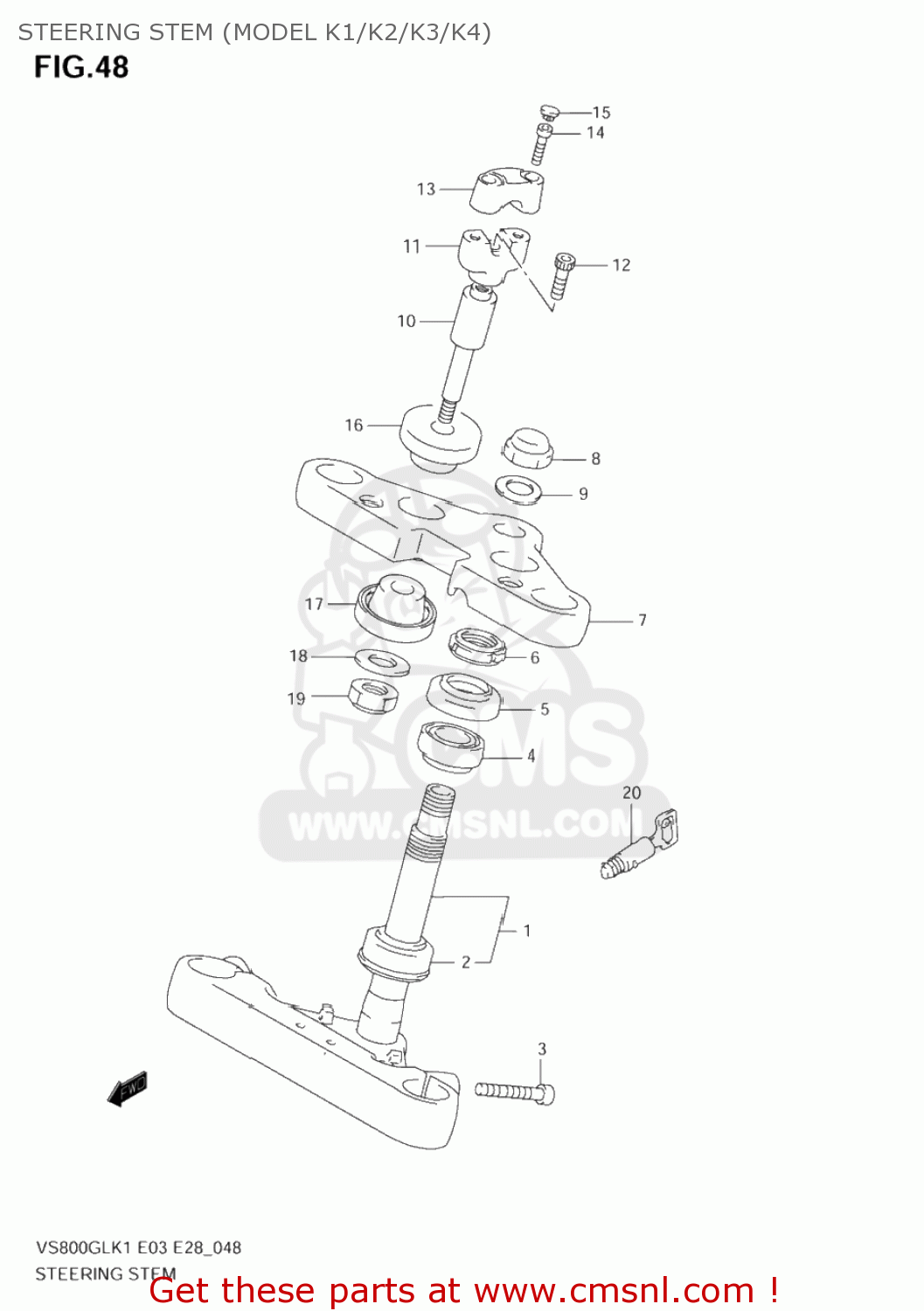 STEERING STEM (MODEL K1/K2/K3/K4) VS800GL INTRUDER 2004 (K4) USA (E03)