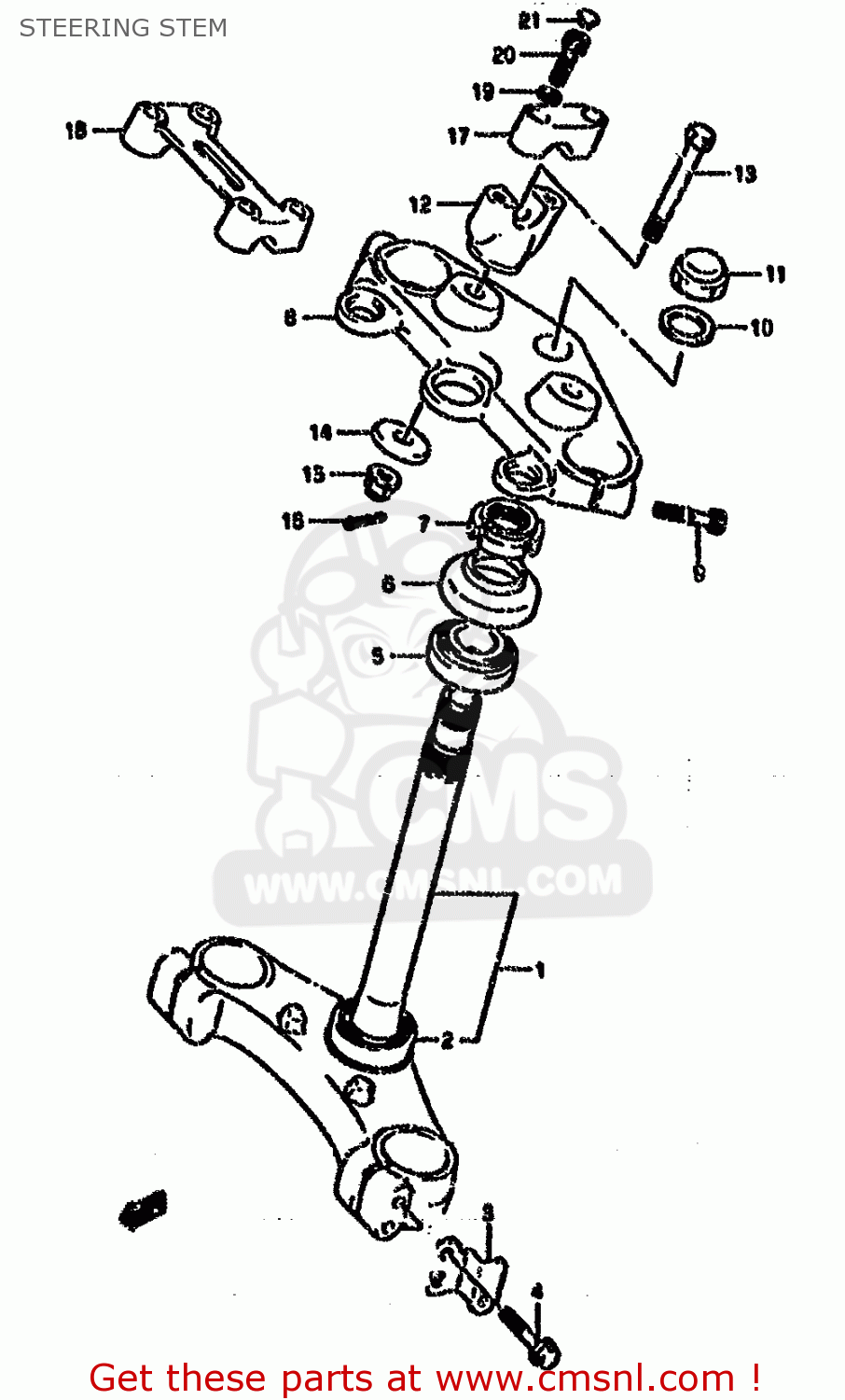 STEERING STEM VX800 1990 (L) (E01 E02 E04 E15 E16 E17 E18 E21 E22 24 25 34 39)