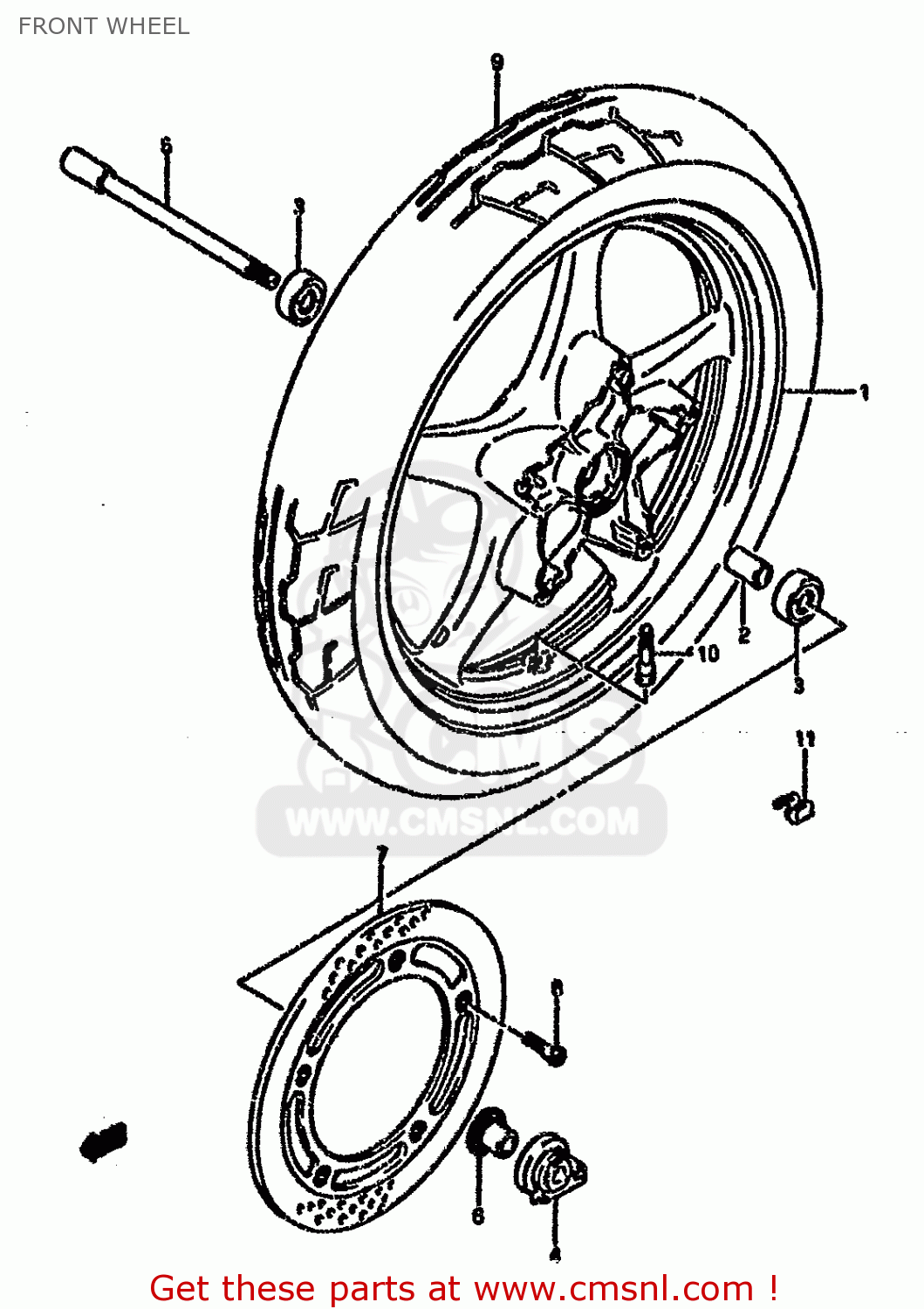 FRONT WHEEL VX800 1990 (L) (E01 E02 E04 E15 E16 E17 E18 E21 E22 24 25 34 39)