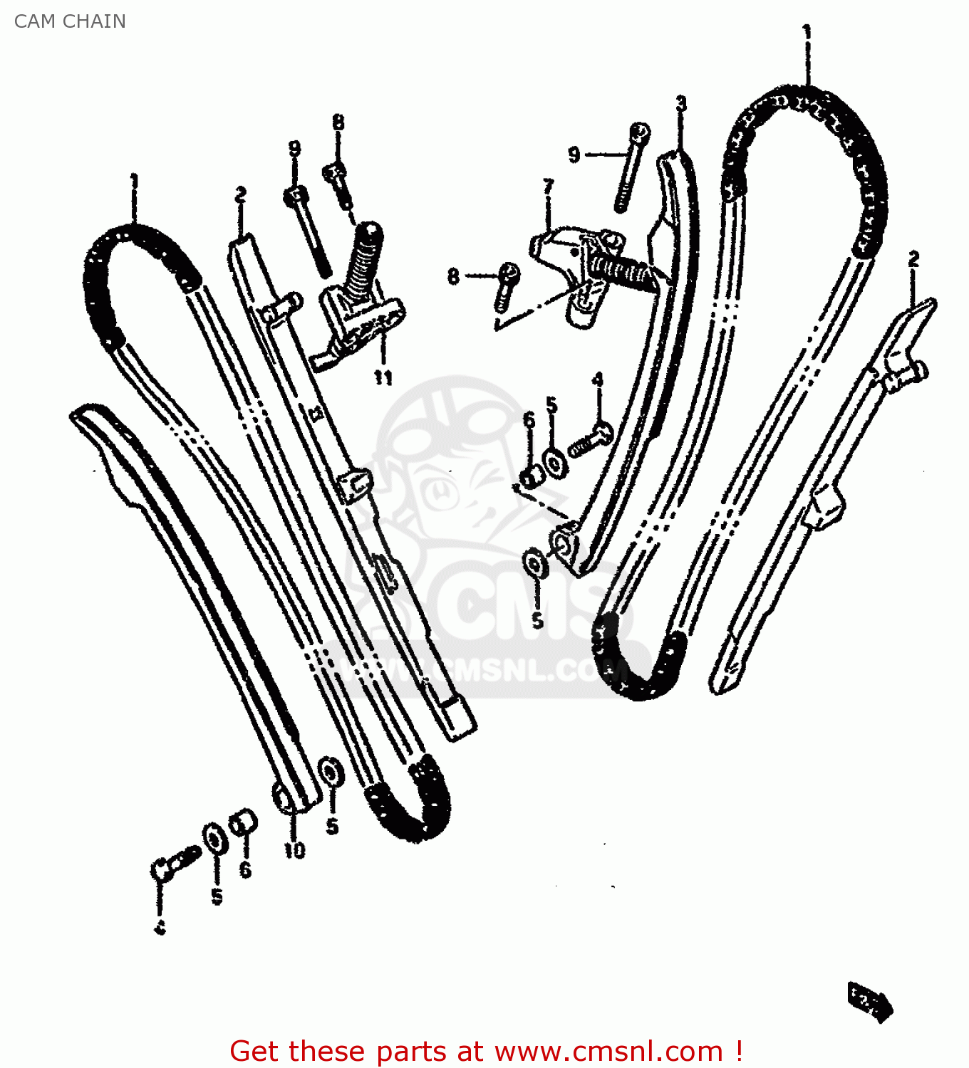 CAM CHAIN VX800 1990 (L) (E01 E02 E04 E15 E16 E17 E18 E21 E22 24 25 34 39)