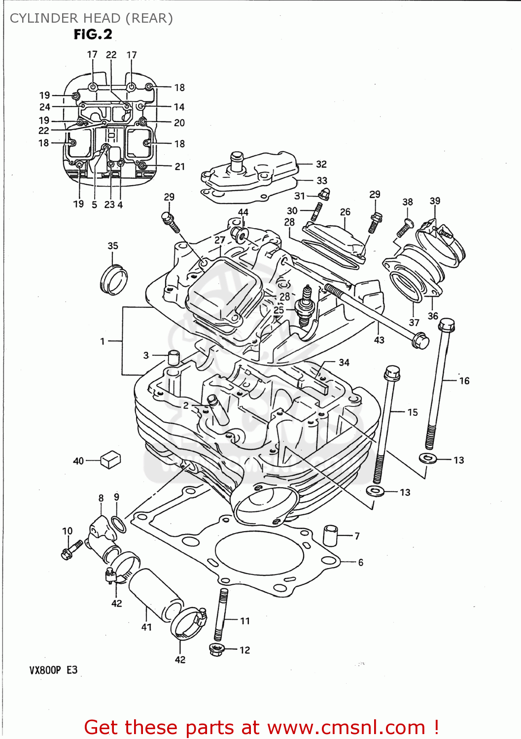 CYLINDER HEAD (REAR) VX800 1990 (L) USA (E03)