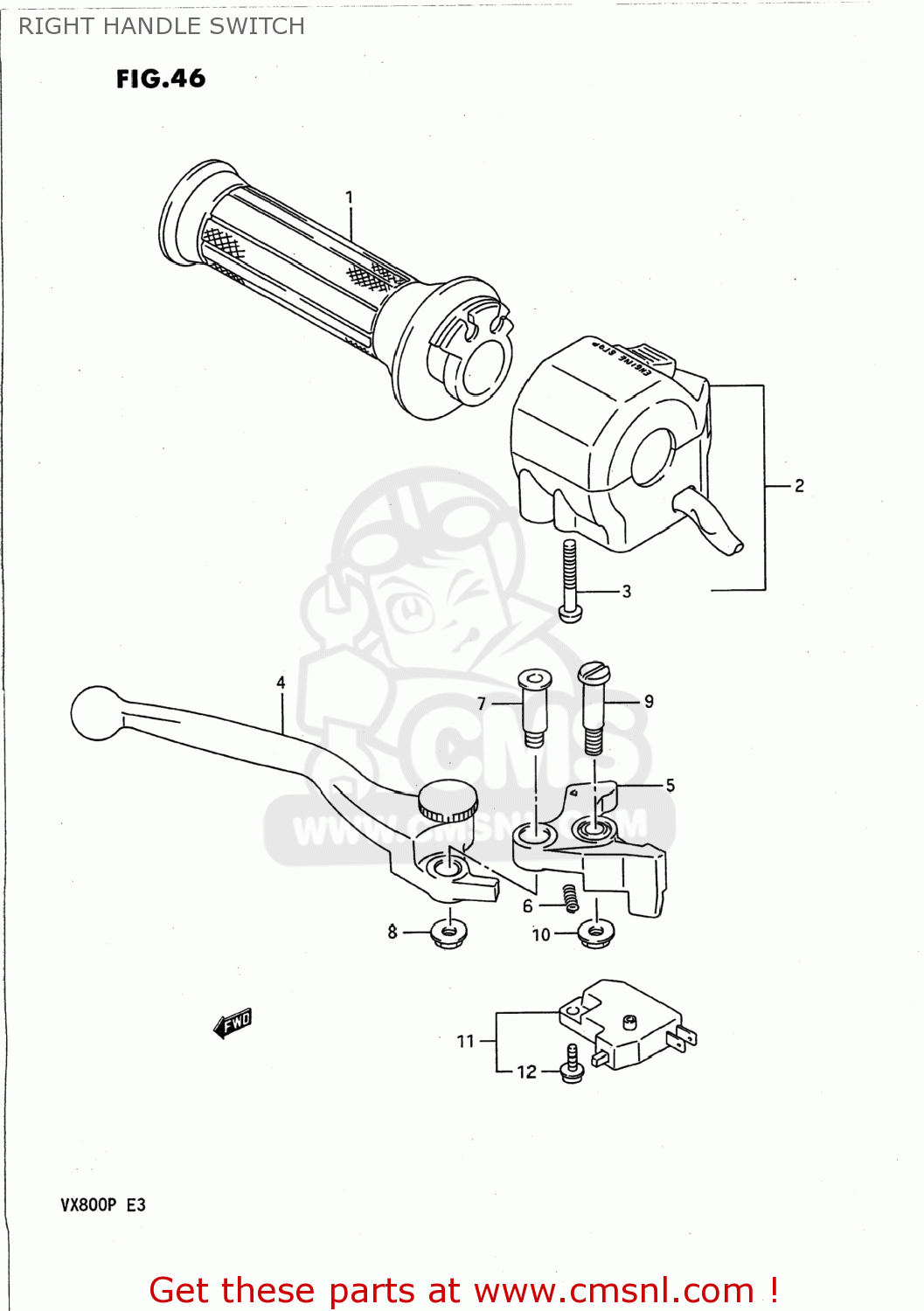 RIGHT HANDLE SWITCH VX800 1990 (L) USA (E03)