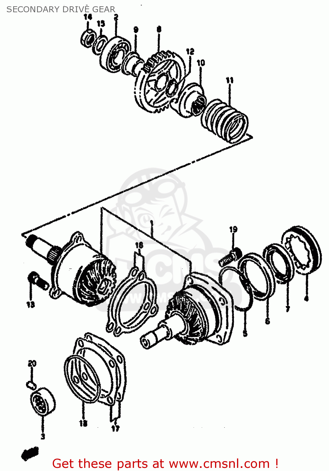 SECONDARY DRIVE GEAR VX800 1991 (M) (E01 E02 E04 E15 E16 E17 E18 E21 E22 24 25 34 39)