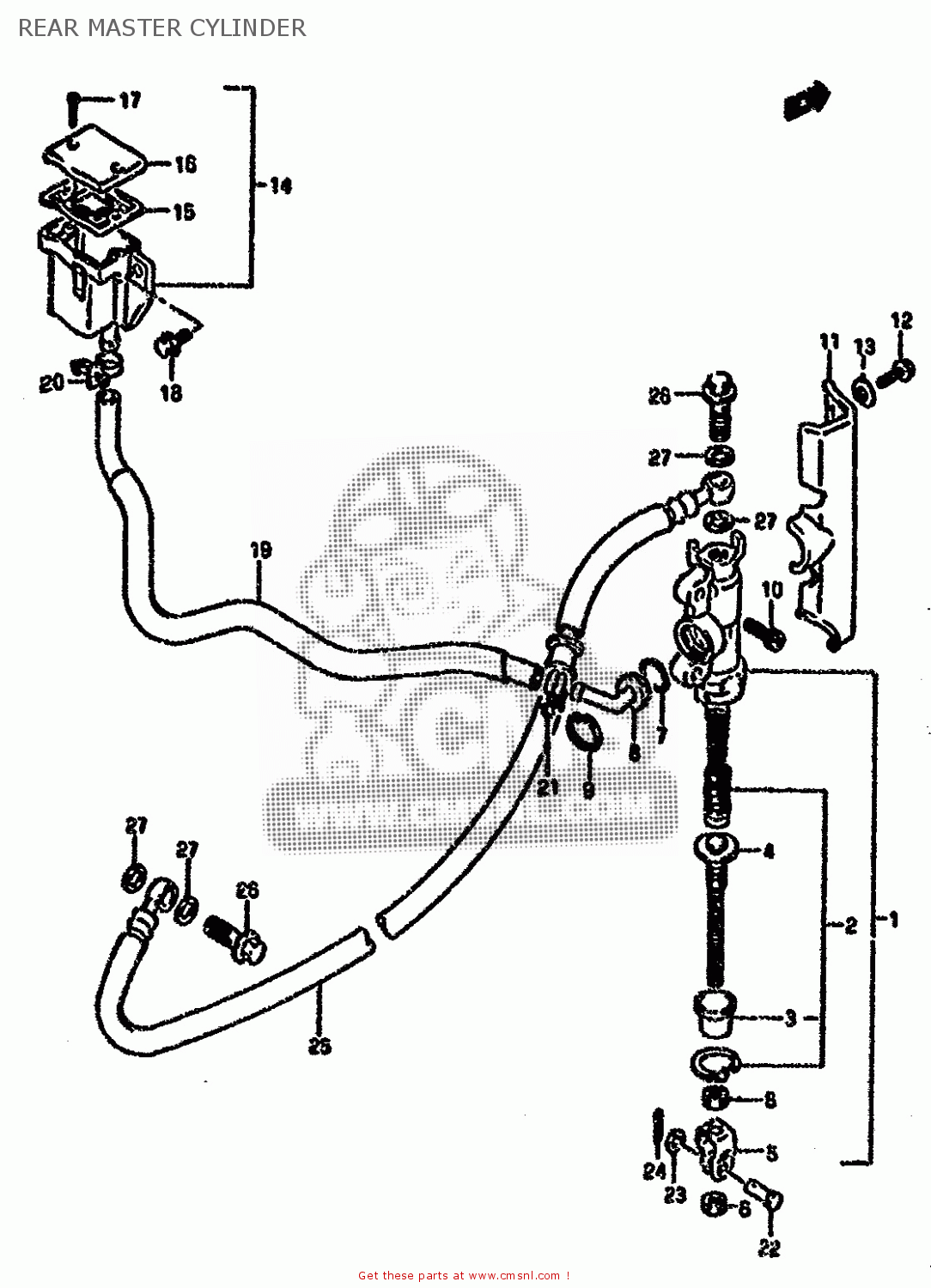 REAR MASTER CYLINDER VX800 1991 (M) (E01 E02 E04 E15 E16 E17 E18 E21 E22 24 25 34 39)