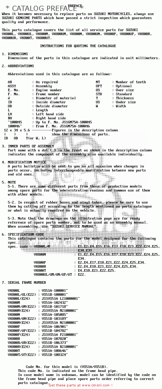 * CATALOG PREFACE * VX800 1991 (M) (E01 E02 E04 E15 E16 E17 E18 E21 E22 24 25 34 39)