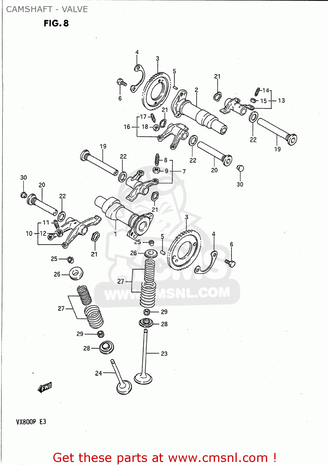 CAMSHAFT - VALVE VX800 1991 (M) USA (E03)