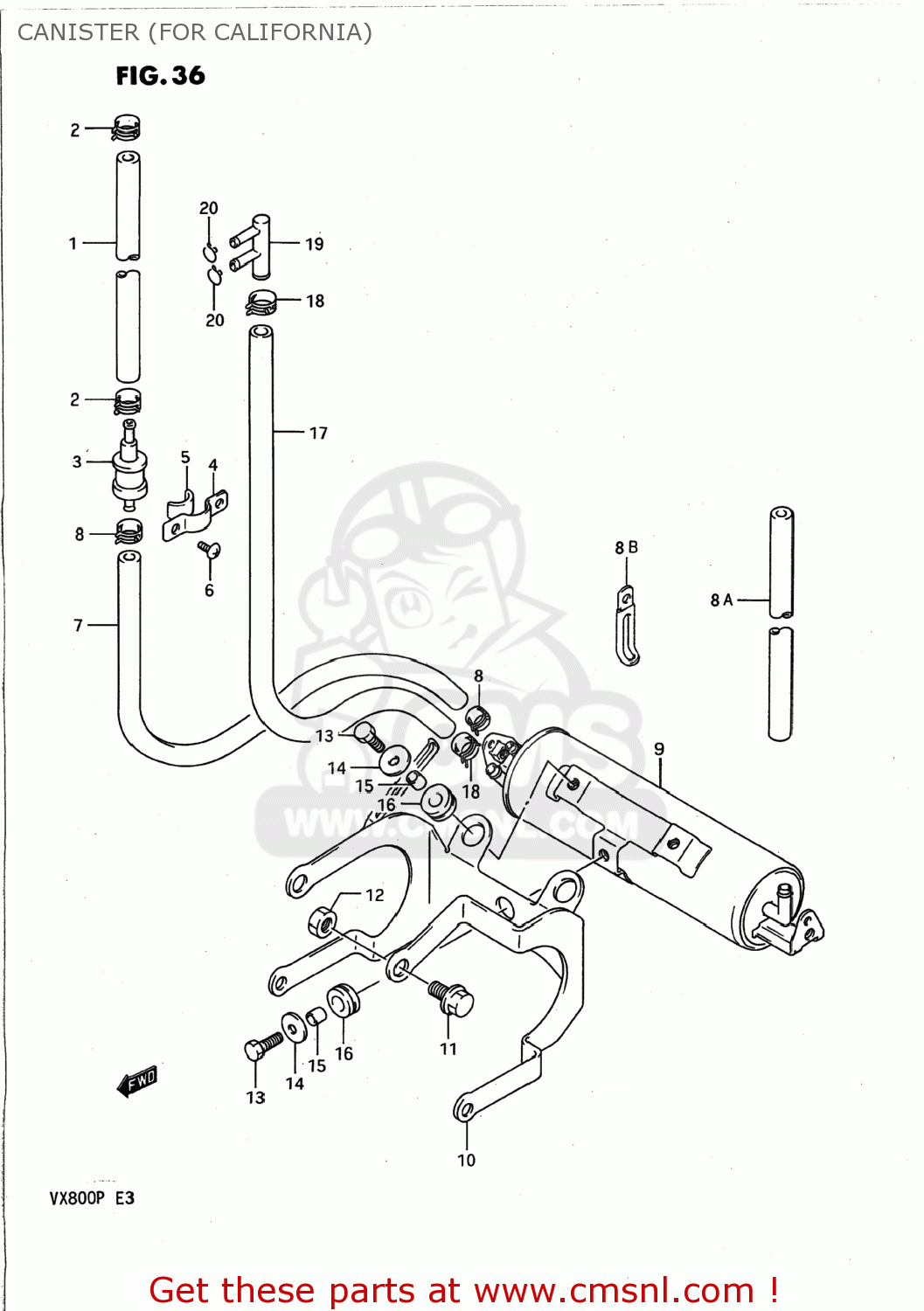 CANISTER (FOR CALIFORNIA) VX800 1991 (M) USA (E03)