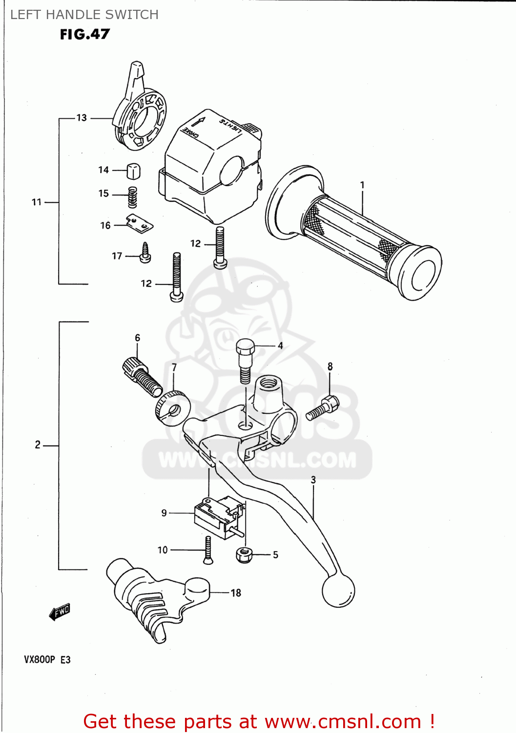 LEFT HANDLE SWITCH VX800 1991 (M) USA (E03)
