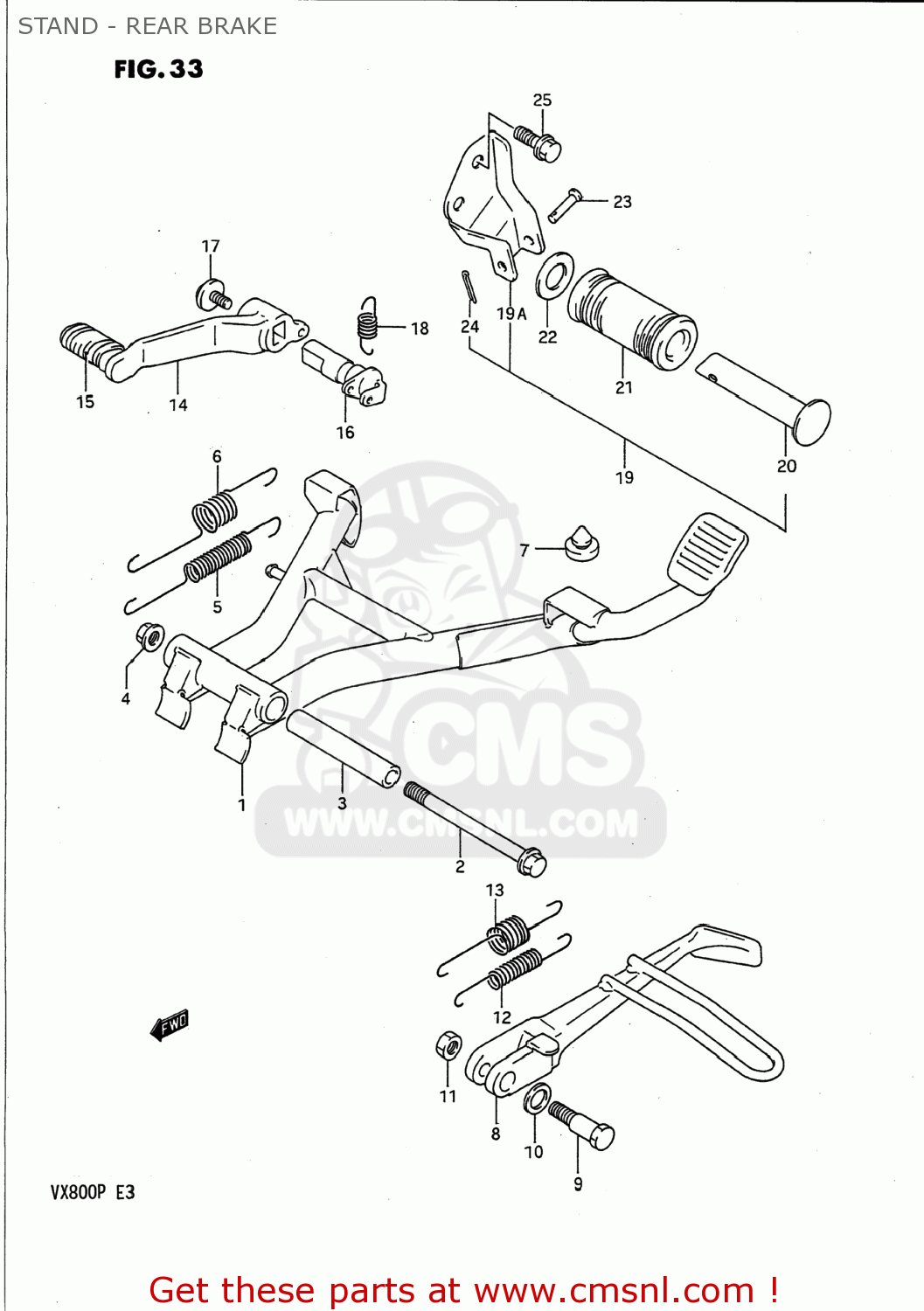 STAND - REAR BRAKE VX800 1991 (M) USA (E03)