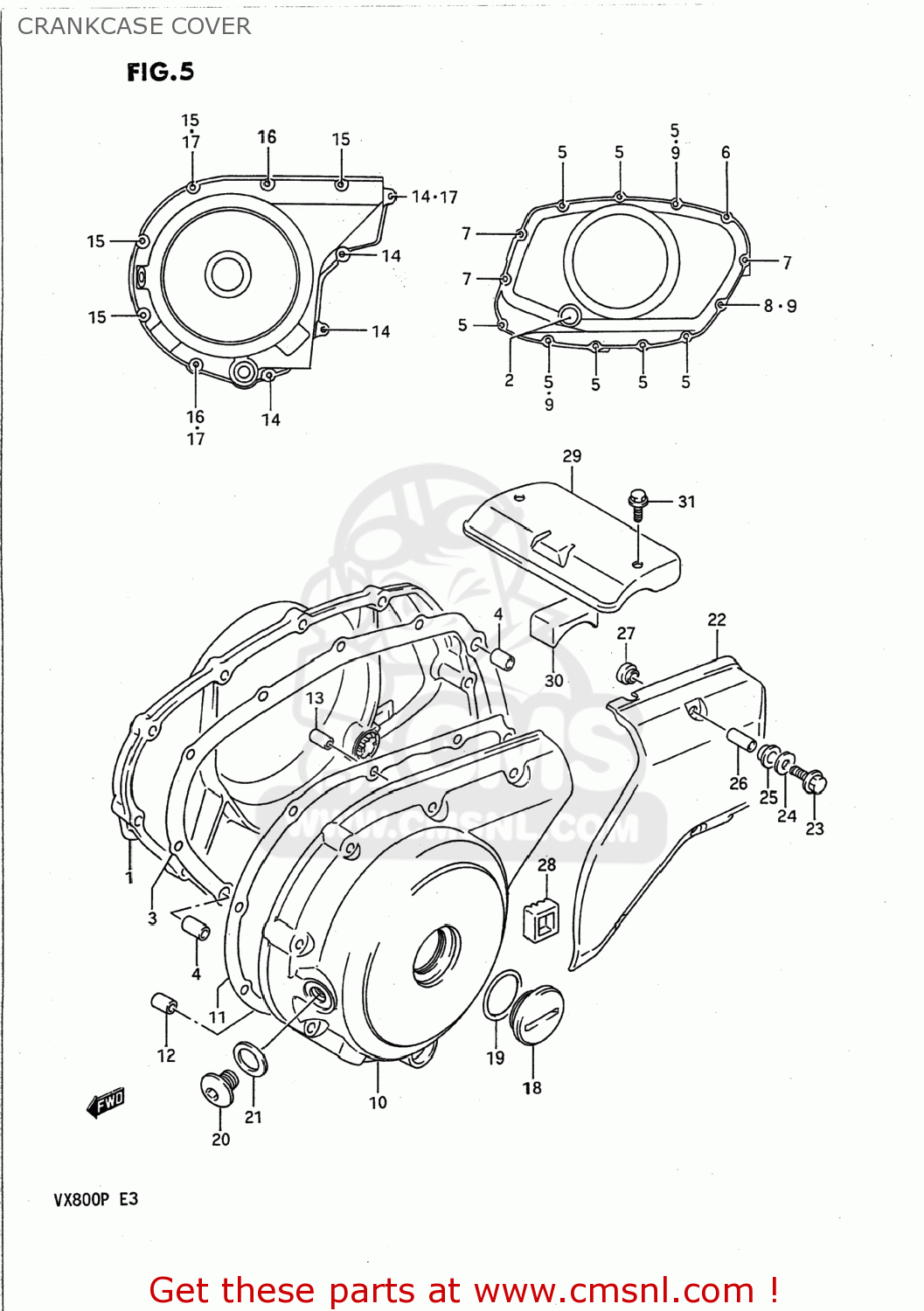 CRANKCASE COVER VX800 1992 (N) USA (E03)