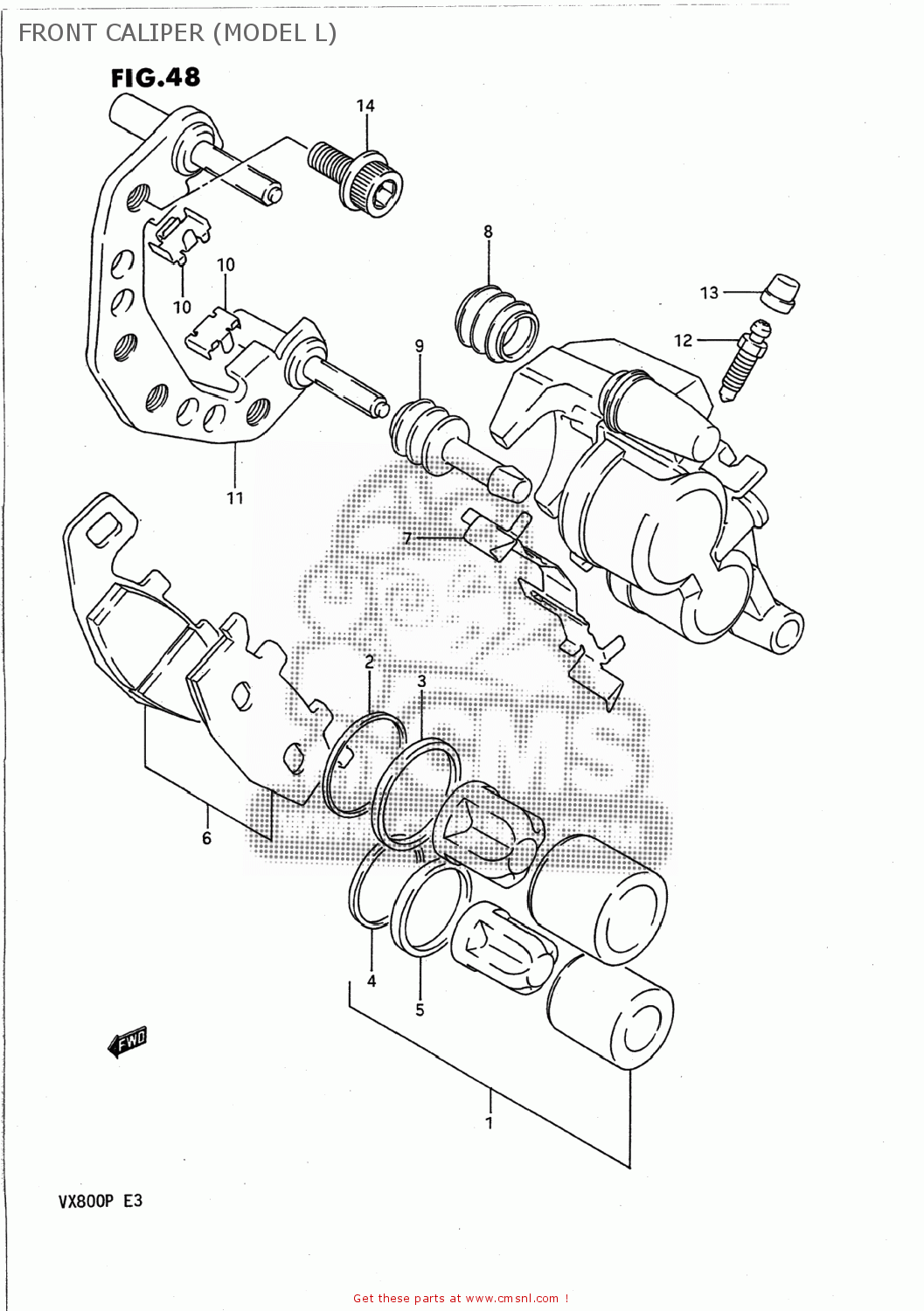 FRONT CALIPER VX800 1992 (N) USA (E03)