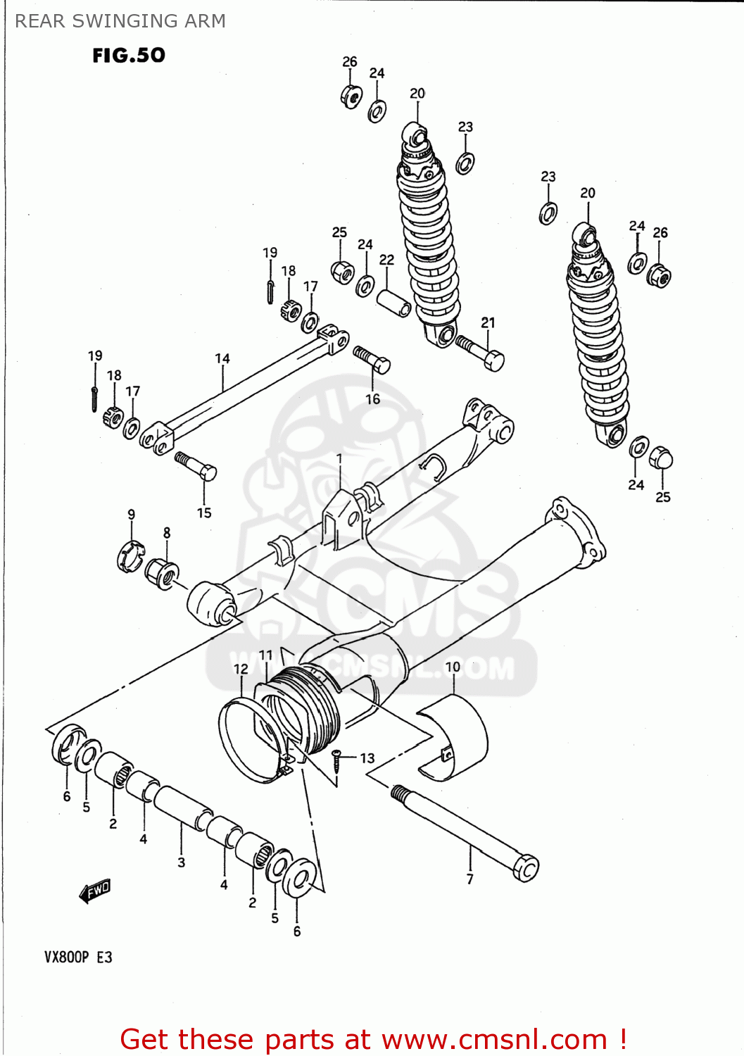 REAR SWINGING ARM VX800 1992 (N) USA (E03)