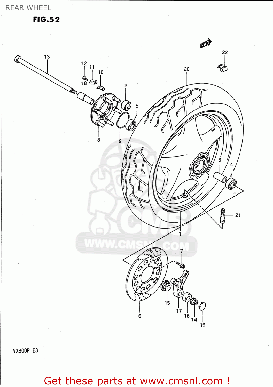 REAR WHEEL VX800 1992 (N) USA (E03)