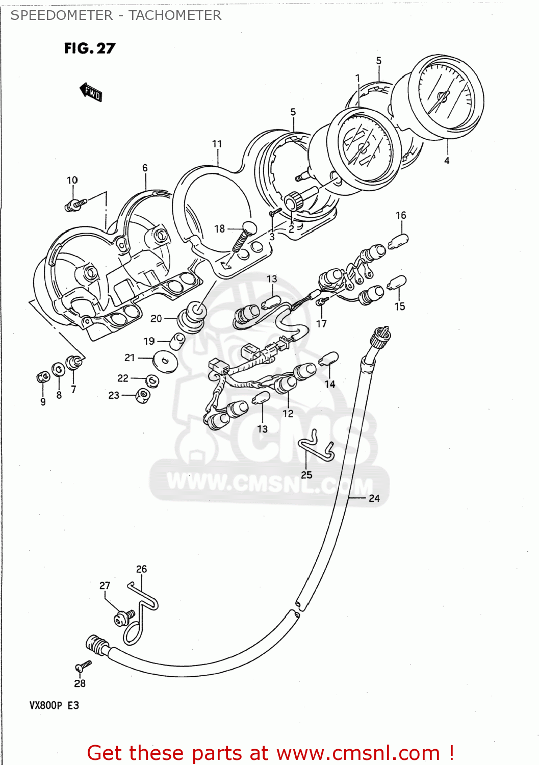 SPEEDOMETER - TACHOMETER VX800 1992 (N) USA (E03)