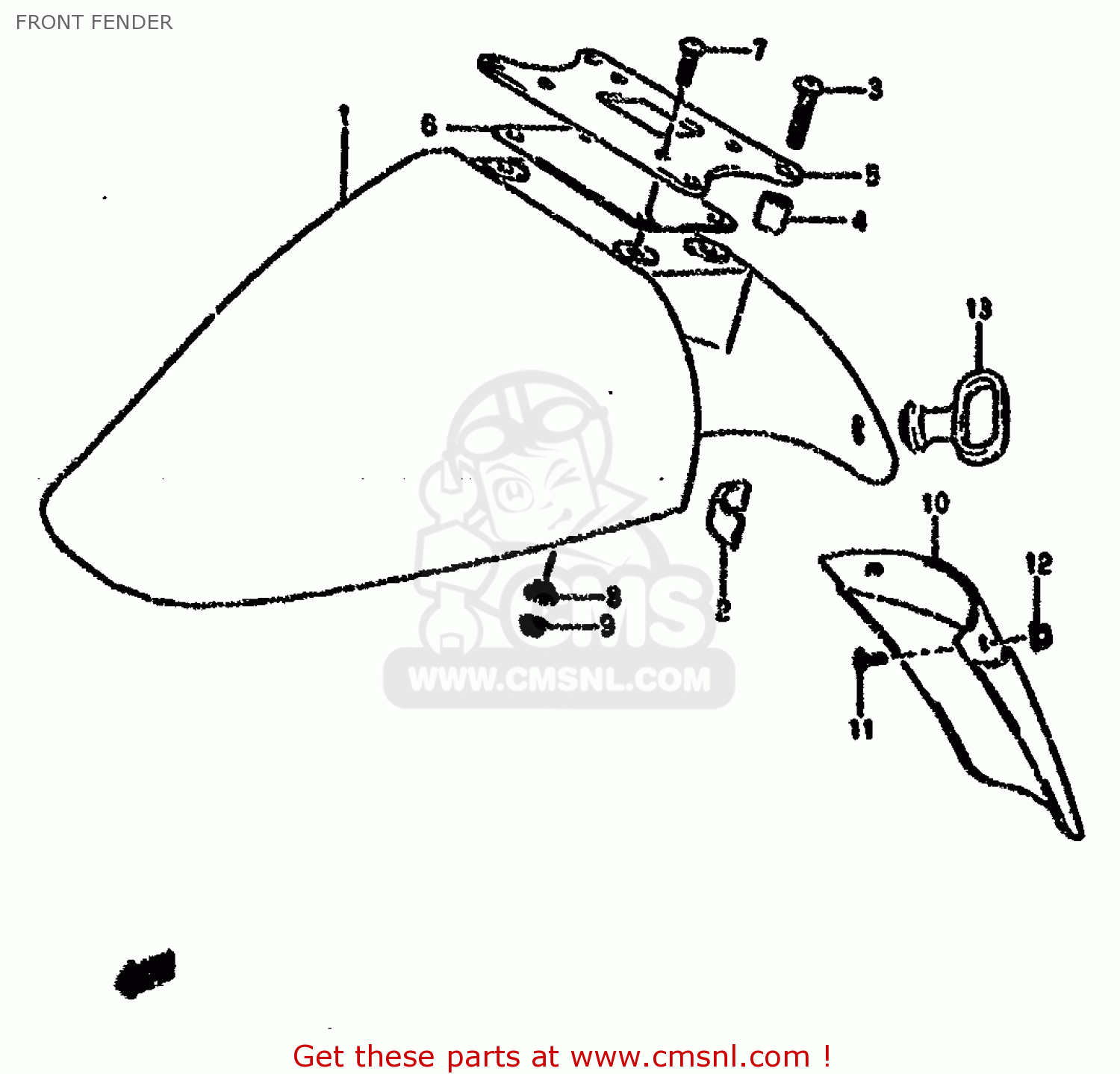 FRONT FENDER VX800 1993 (P) (E02 E04 E17 E18 E21 E22 E24 E25 E34)
