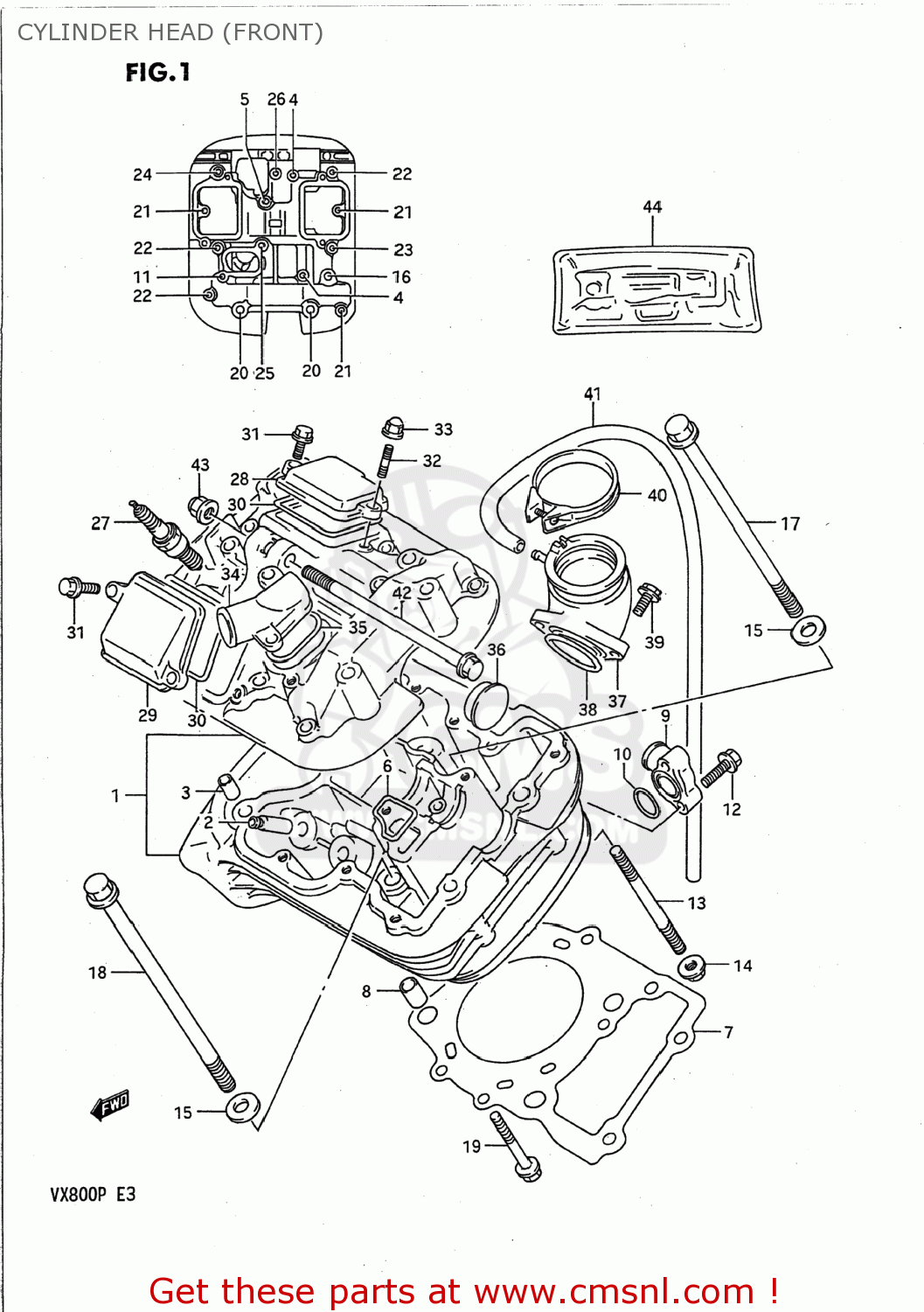 CYLINDER HEAD (FRONT) VX800 1993 (P) USA (E03)
