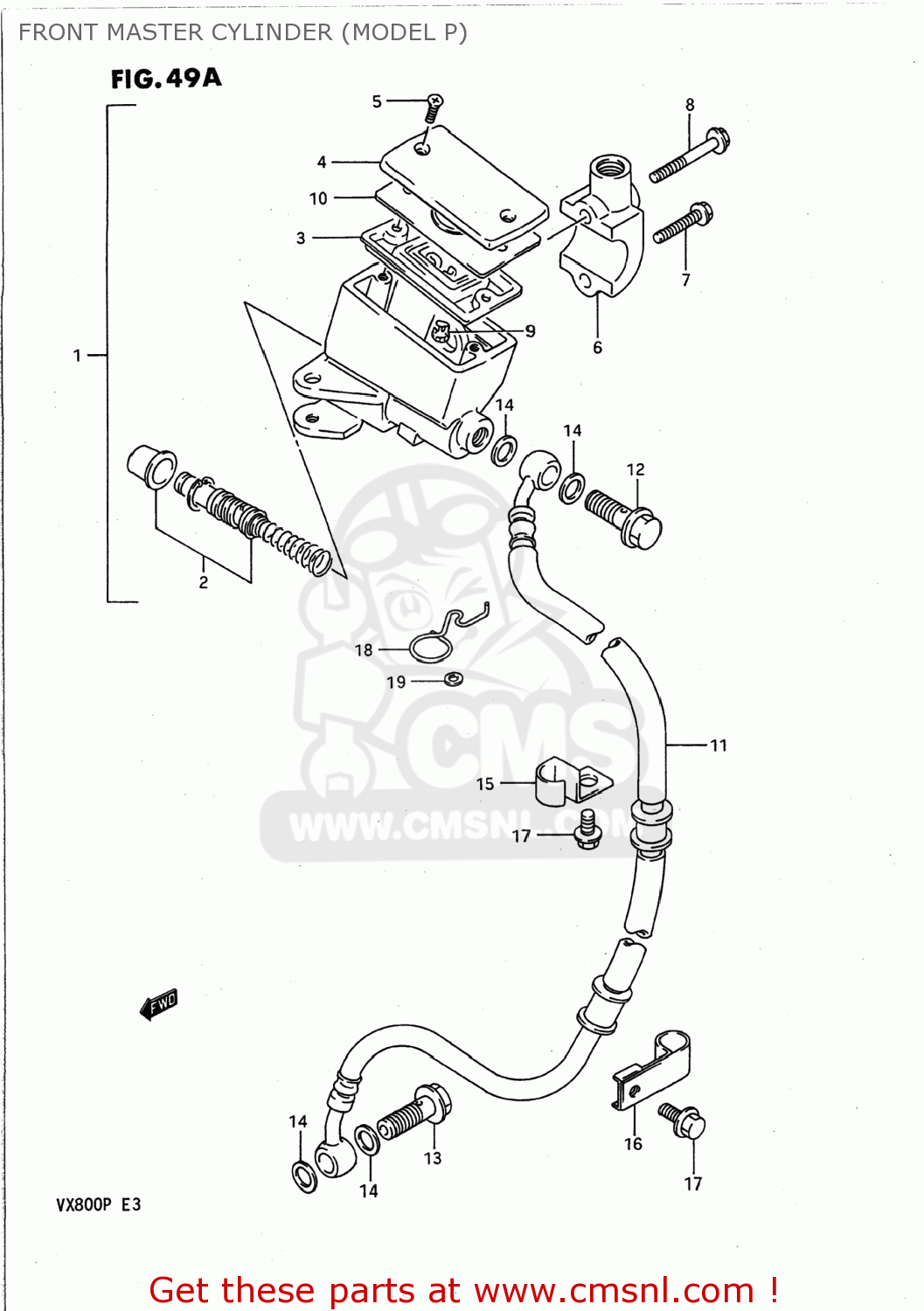 FRONT MASTER CYLINDER (MODEL P) VX800 1993 (P) USA (E03)