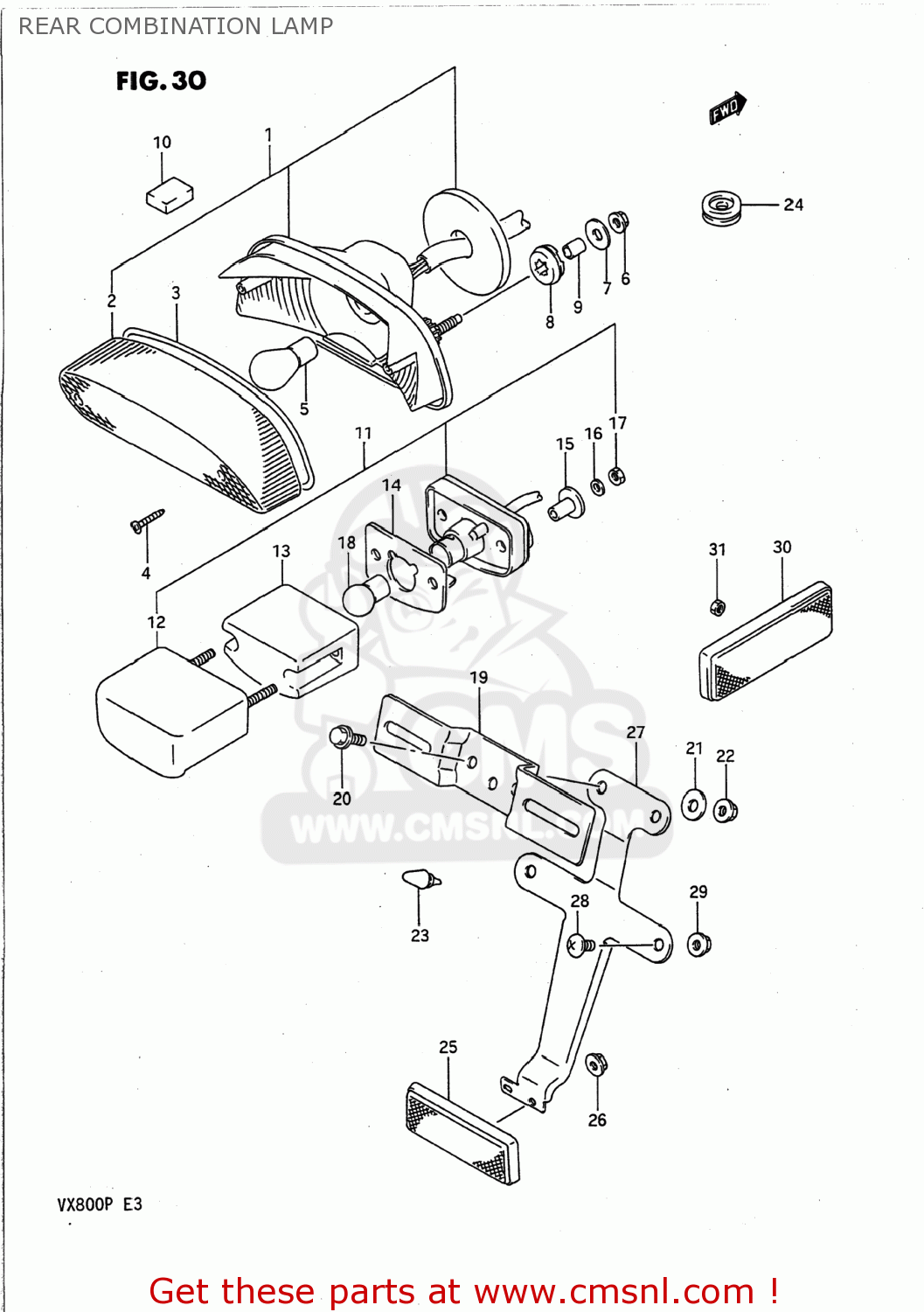 REAR COMBINATION LAMP VX800 1993 (P) USA (E03)