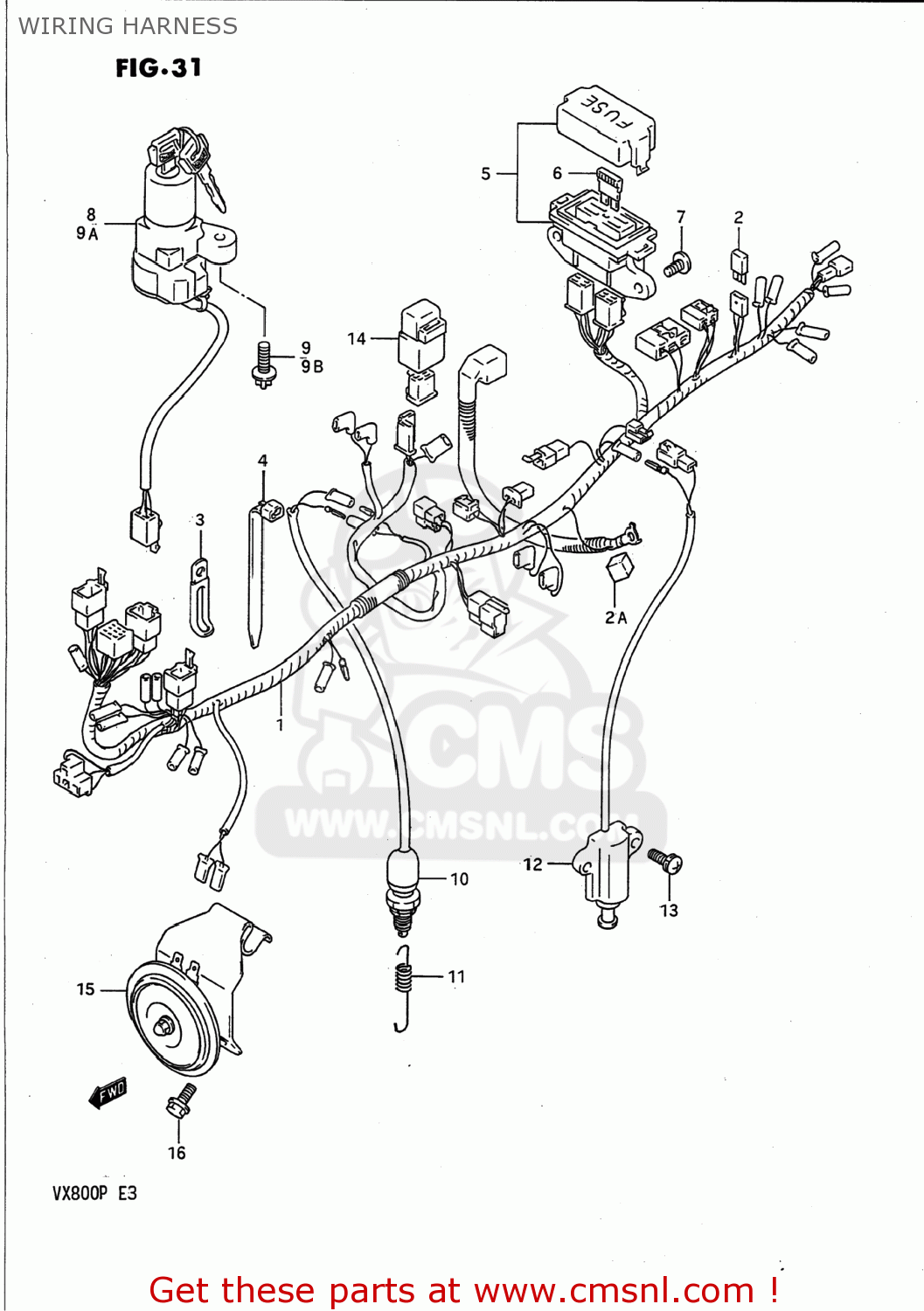 WIRING HARNESS VX800 1993 (P) USA (E03)