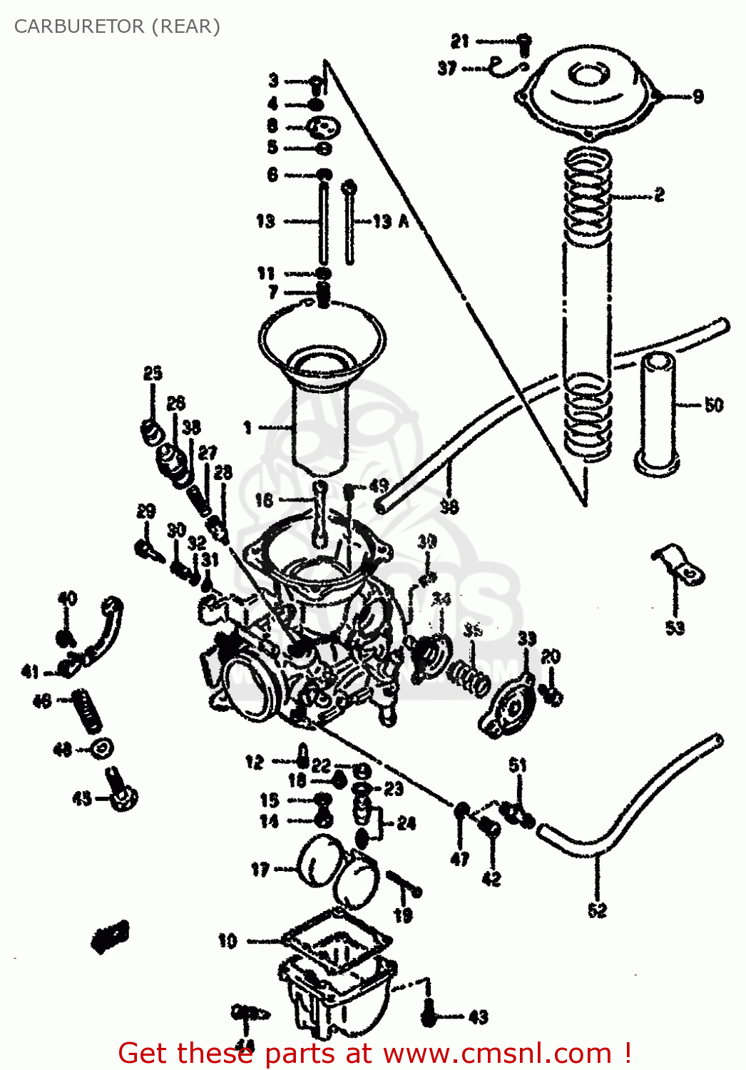 CARBURETOR (REAR) VX800 1994 (R) (E02 E04 E18 E21 E22 E24 E25 E34)