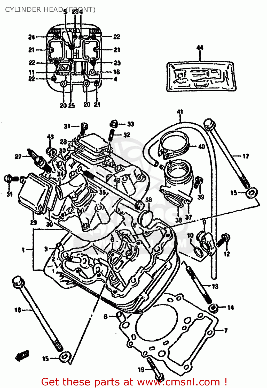 CYLINDER HEAD (FRONT) VX800 1994 (R) (E02 E04 E18 E21 E22 E24 E25 E34)