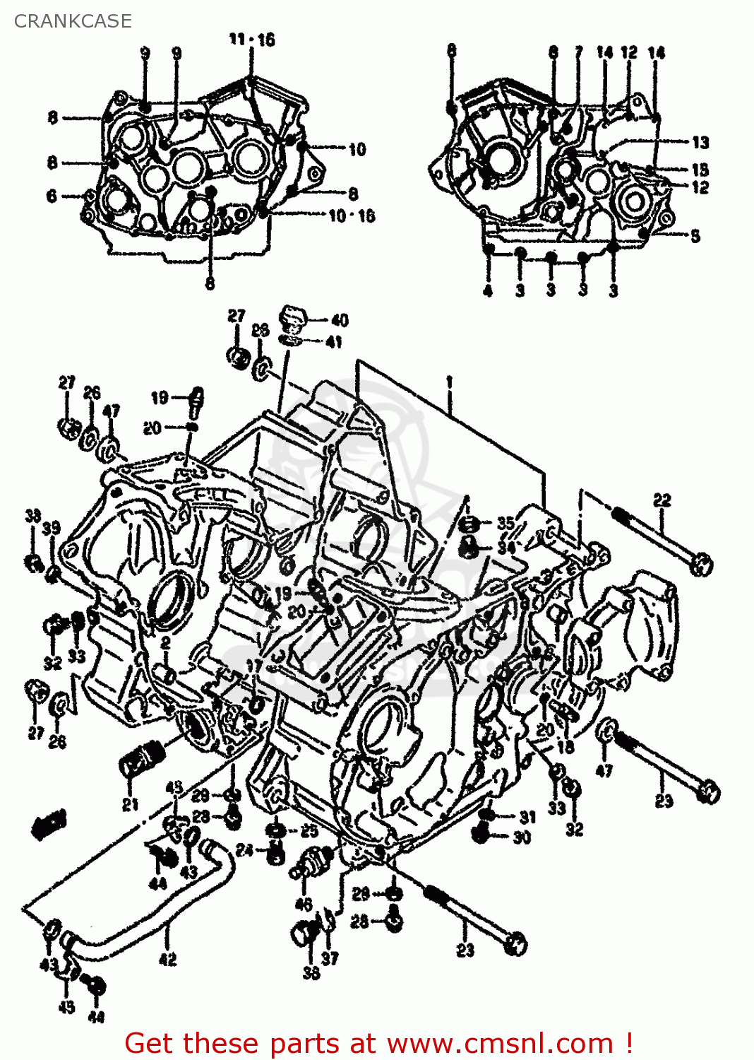 CRANKCASE VX800 1994 (R) (E02 E04 E18 E21 E22 E24 E25 E34)