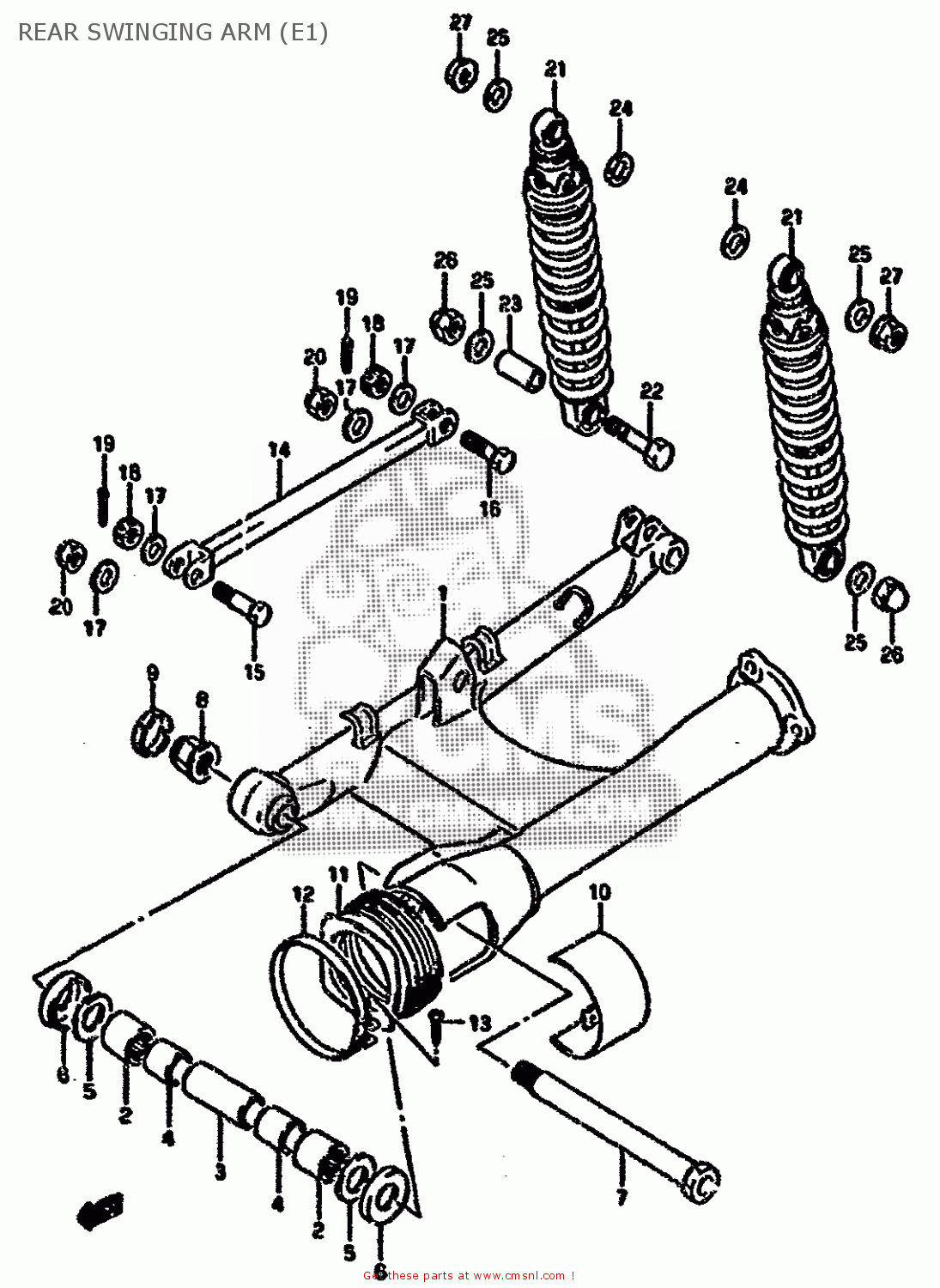 REAR SWINGING ARM (E1) VX800 1994 (R) (E02 E04 E18 E21 E22 E24 E25 E34)