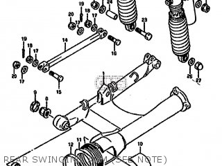REAR SWINGING ARM (SEE NOTE) - VX800 1994 (R) (E02 E04 E18 E21 E22 E24 E25 E34)