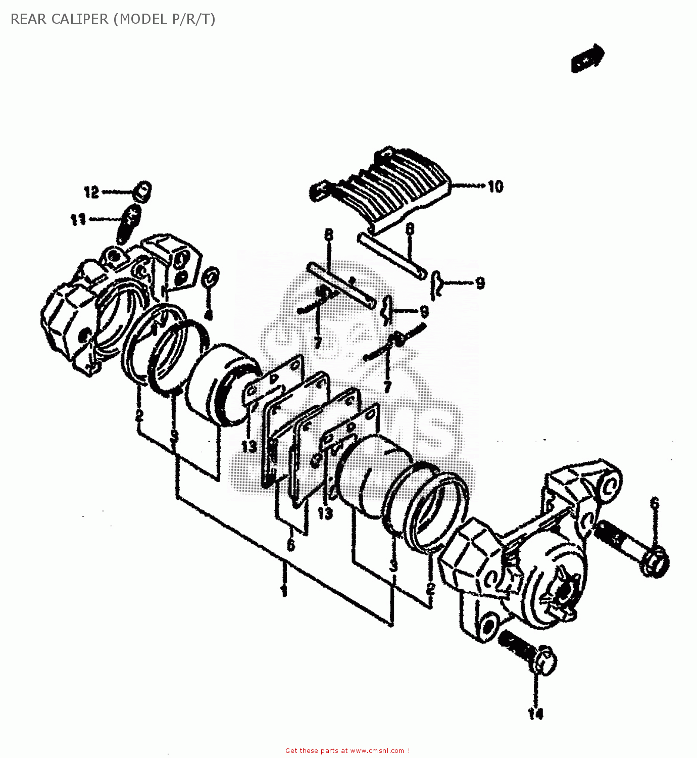 REAR CALIPER (MODEL P/R/T) VX800U 1990 (L) (E22)