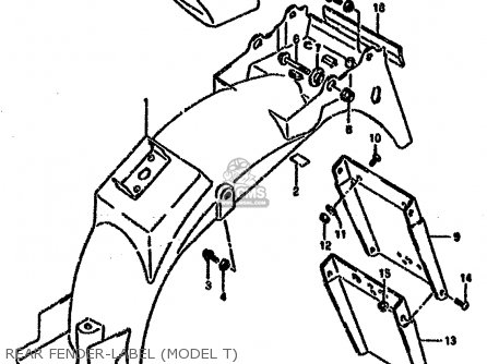 REAR FENDER-LABEL (MODEL T) - VX800U 1992 (N) (E22)