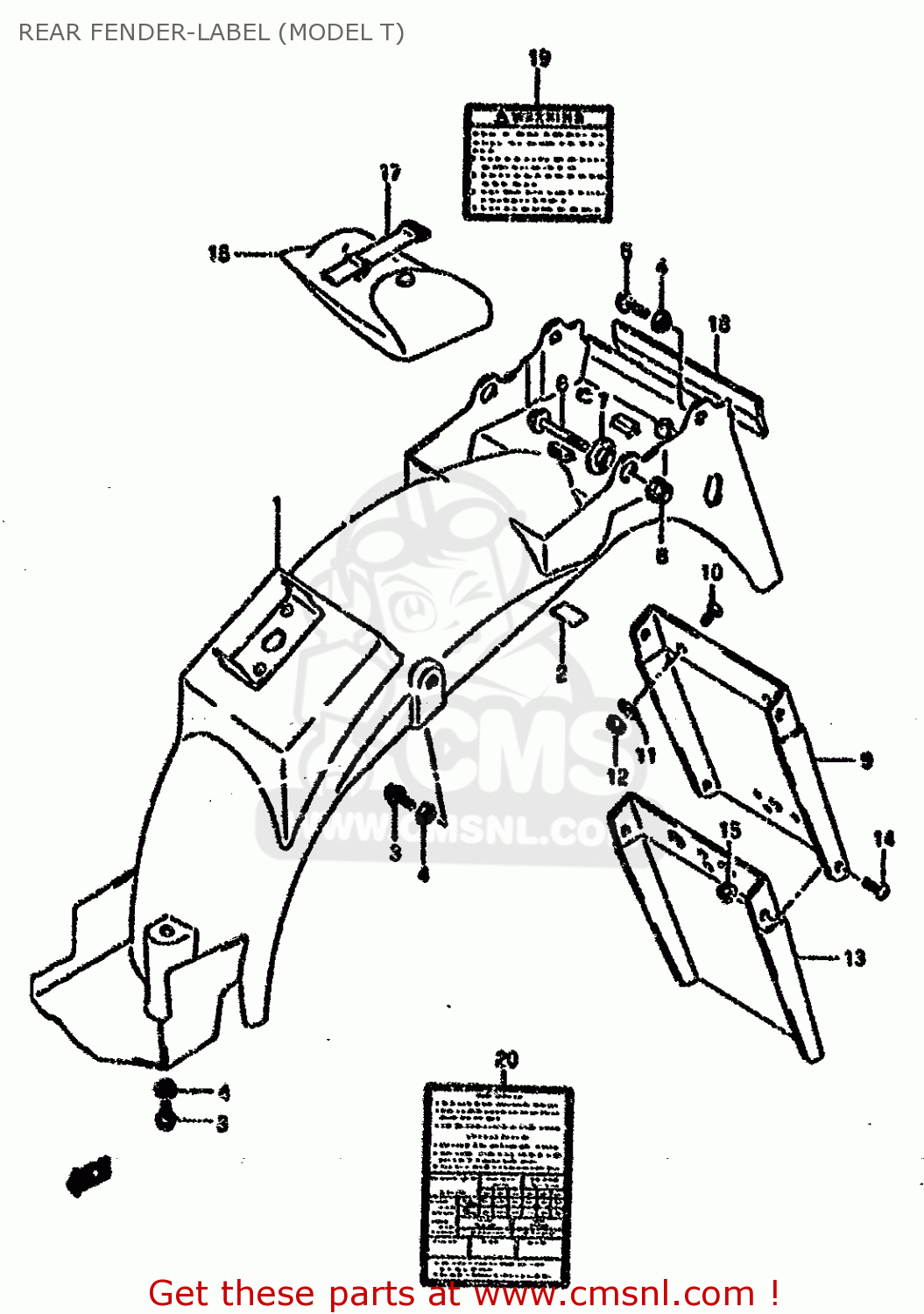 REAR FENDER-LABEL (MODEL T) VX800U 1994 (R)
