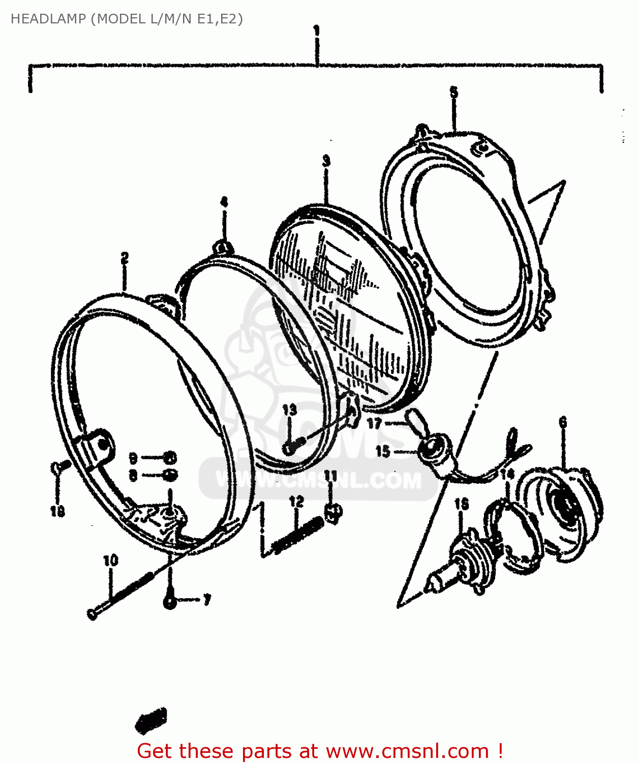HEADLAMP (MODEL L/M/N E1,E2) VX800U 1996 (T) (E22)