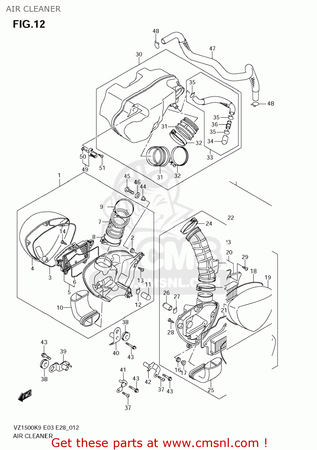 AIR CLEANER VZ1500 BOULEVARD M90 2009 (K9) USA CALIFORNIA (E03 E33)