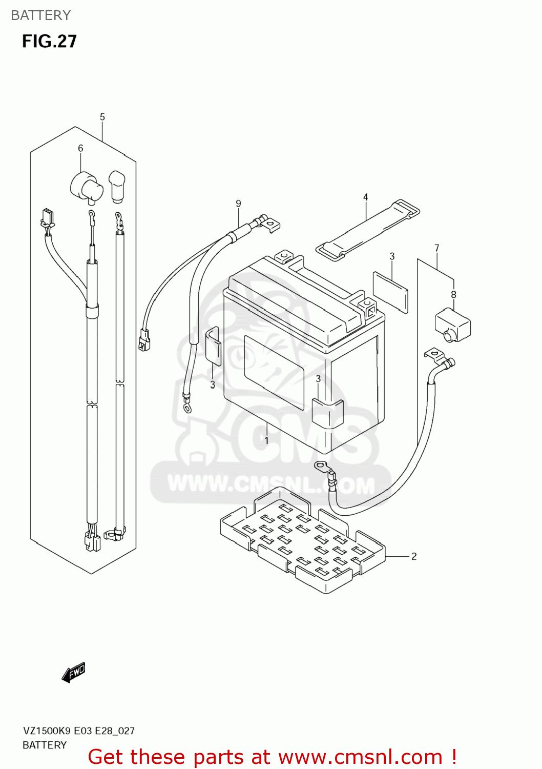 BATTERY VZ1500 BOULEVARD M90 2009 (K9) USA CALIFORNIA (E03 E33)