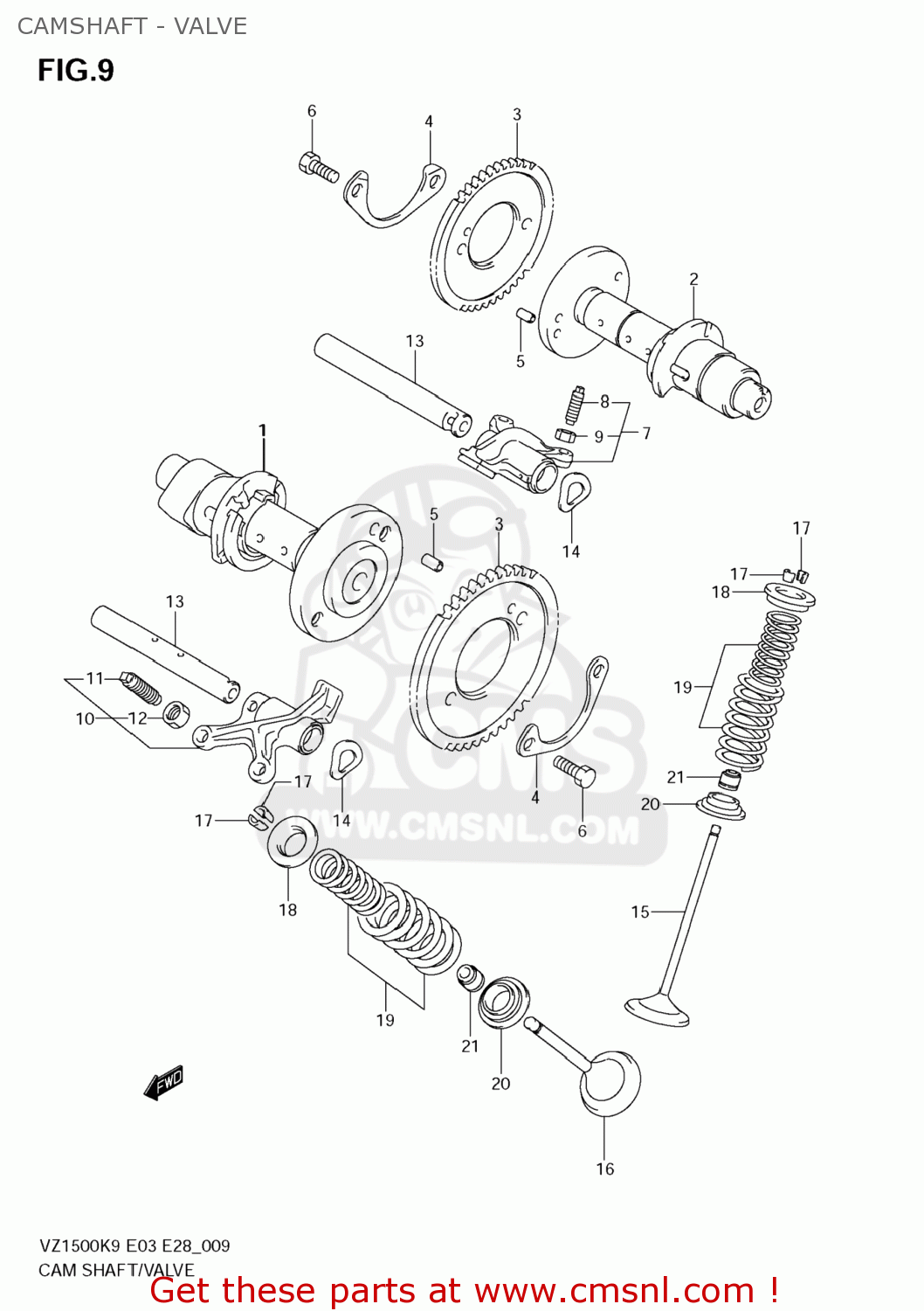 CAMSHAFT - VALVE VZ1500 BOULEVARD M90 2009 (K9) USA CALIFORNIA (E03 E33)
