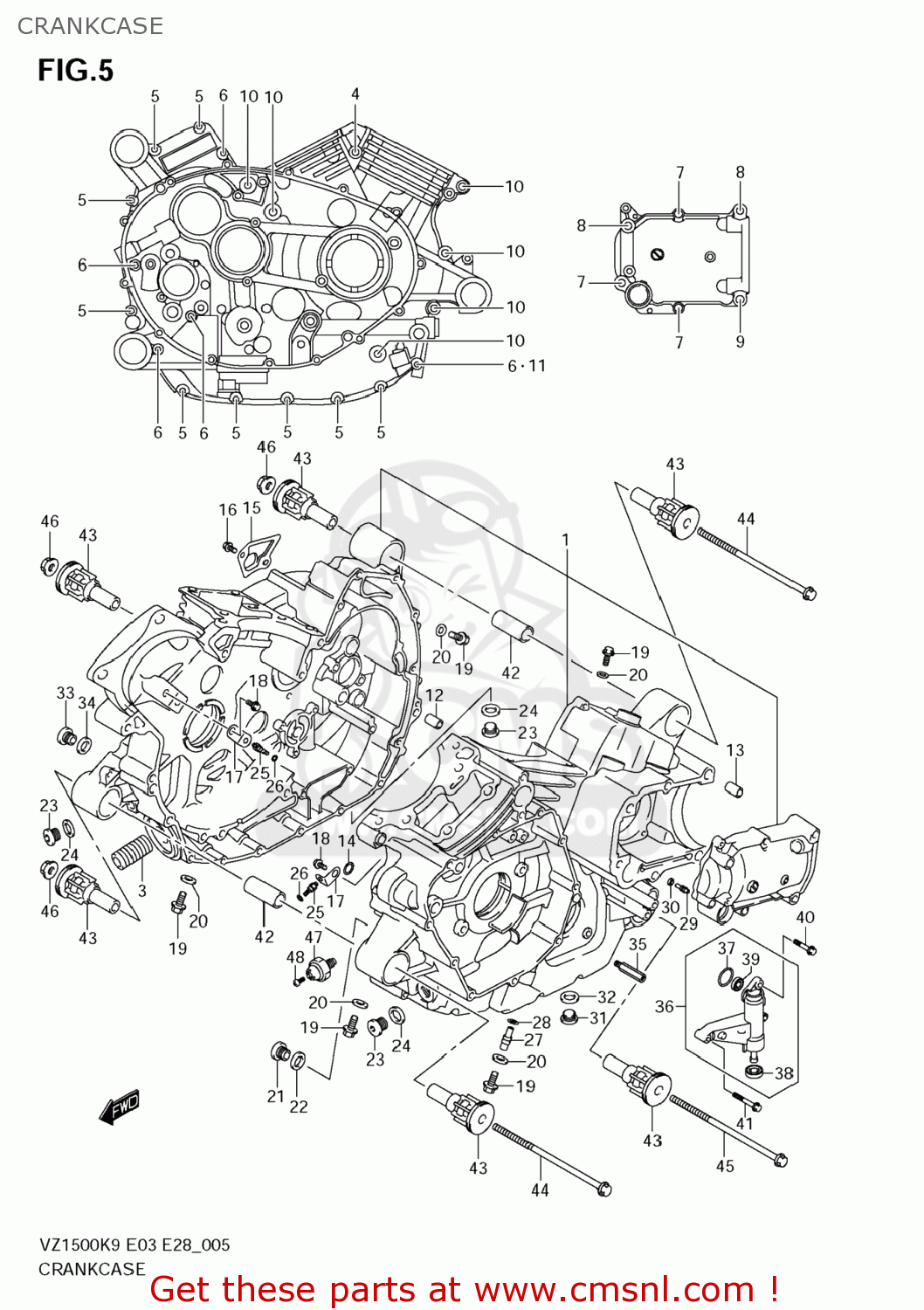 CRANKCASE VZ1500 BOULEVARD M90 2009 (K9) USA CALIFORNIA (E03 E33)