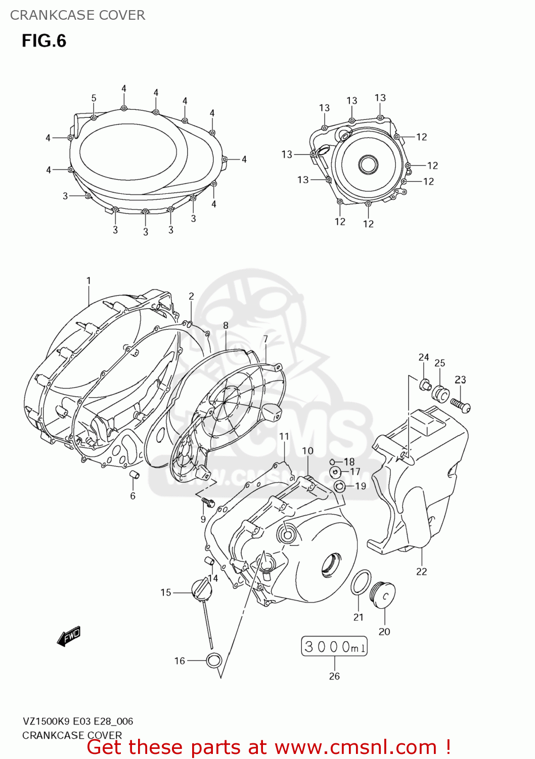 CRANKCASE COVER VZ1500 BOULEVARD M90 2009 (K9) USA CALIFORNIA (E03 E33)