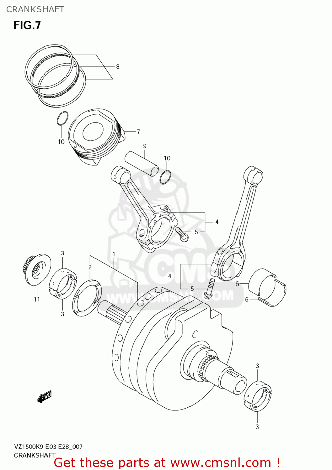 CRANKSHAFT VZ1500 BOULEVARD M90 2009 (K9) USA CALIFORNIA (E03 E33)