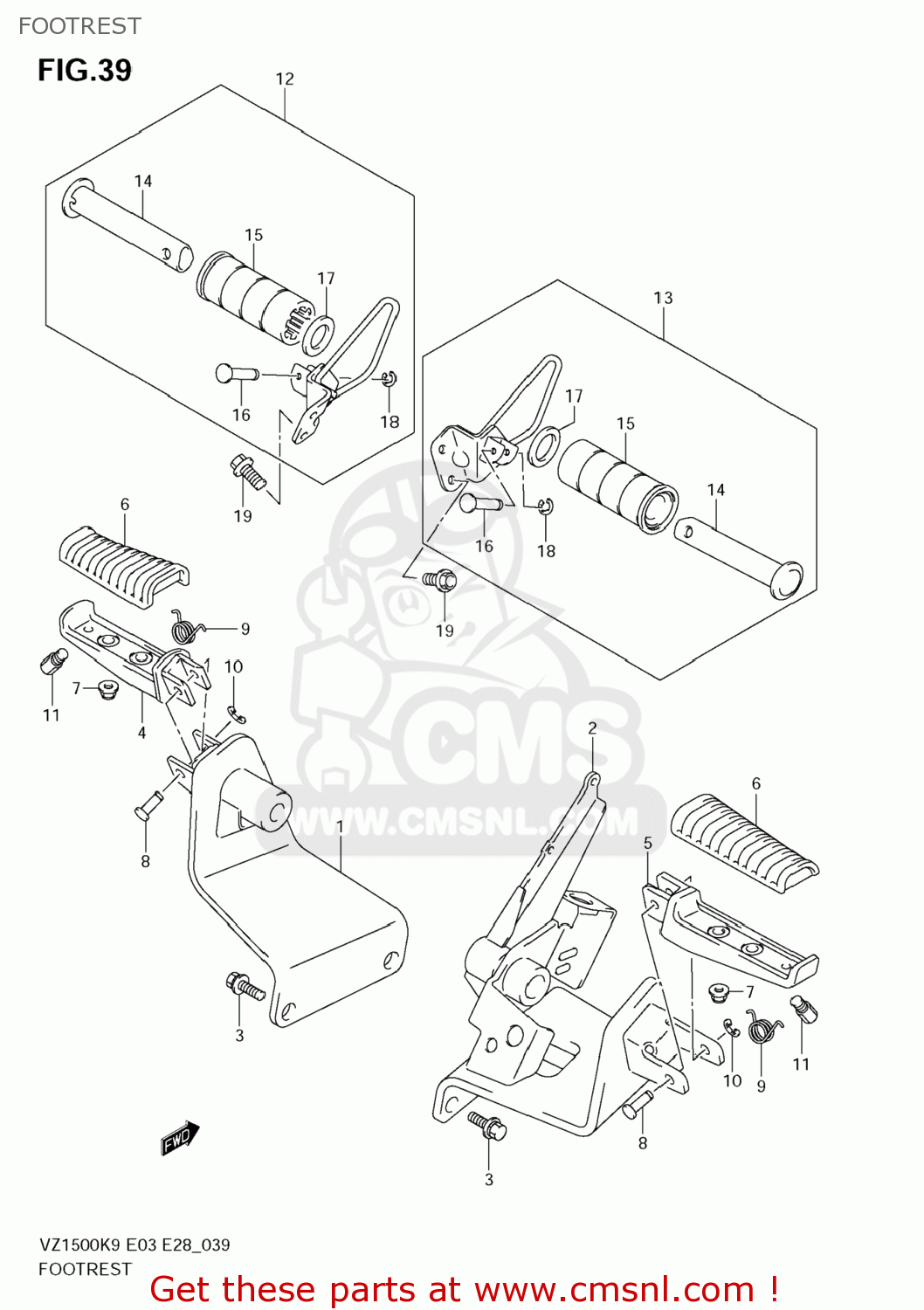 FOOTREST VZ1500 BOULEVARD M90 2009 (K9) USA CALIFORNIA (E03 E33)