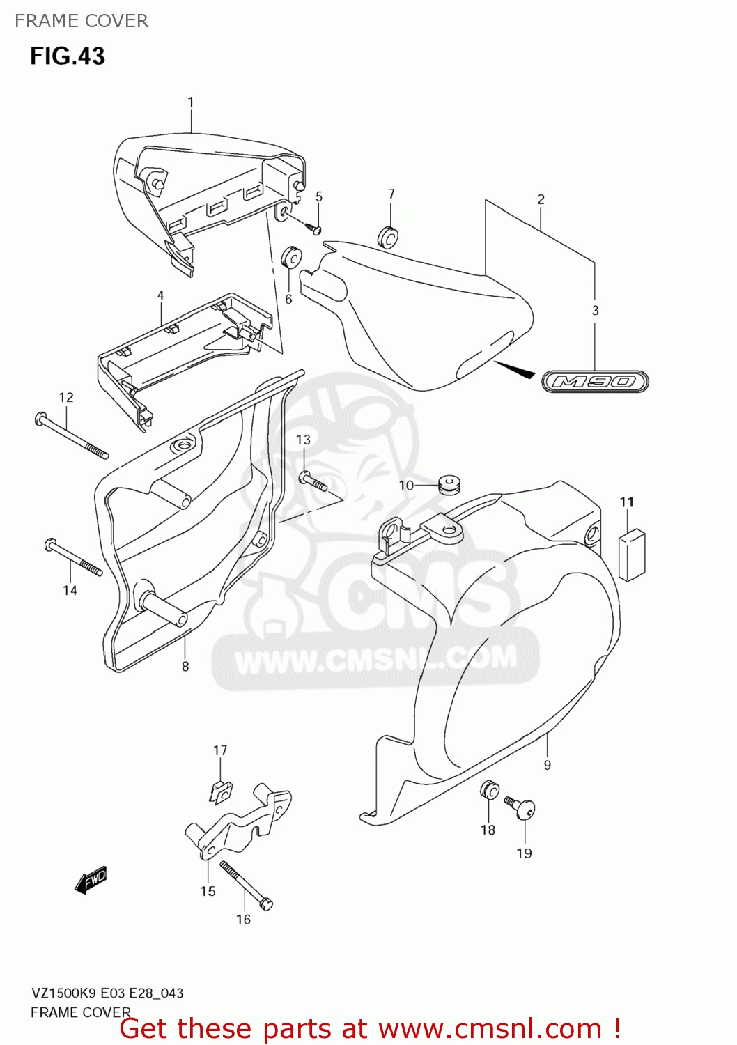 FRAME COVER VZ1500 BOULEVARD M90 2009 (K9) USA CALIFORNIA (E03 E33)