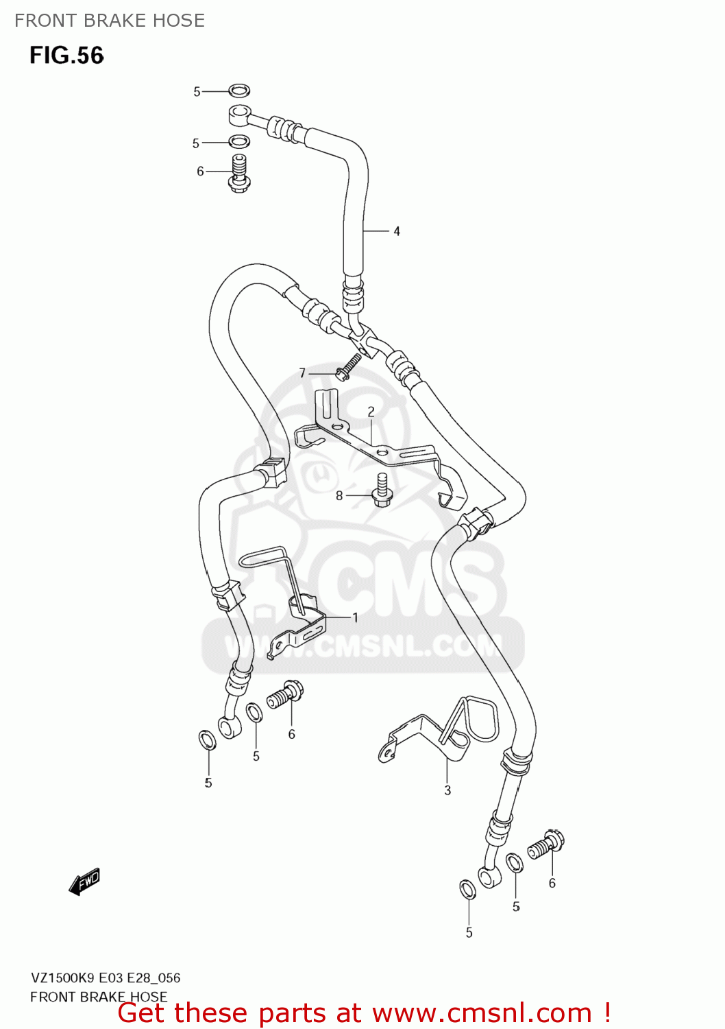 FRONT BRAKE HOSE VZ1500 BOULEVARD M90 2009 (K9) USA CALIFORNIA (E03 E33)