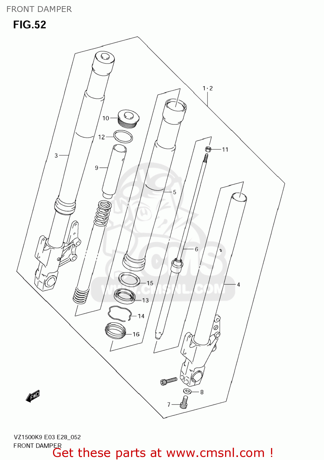 FRONT DAMPER VZ1500 BOULEVARD M90 2009 (K9) USA CALIFORNIA (E03 E33)