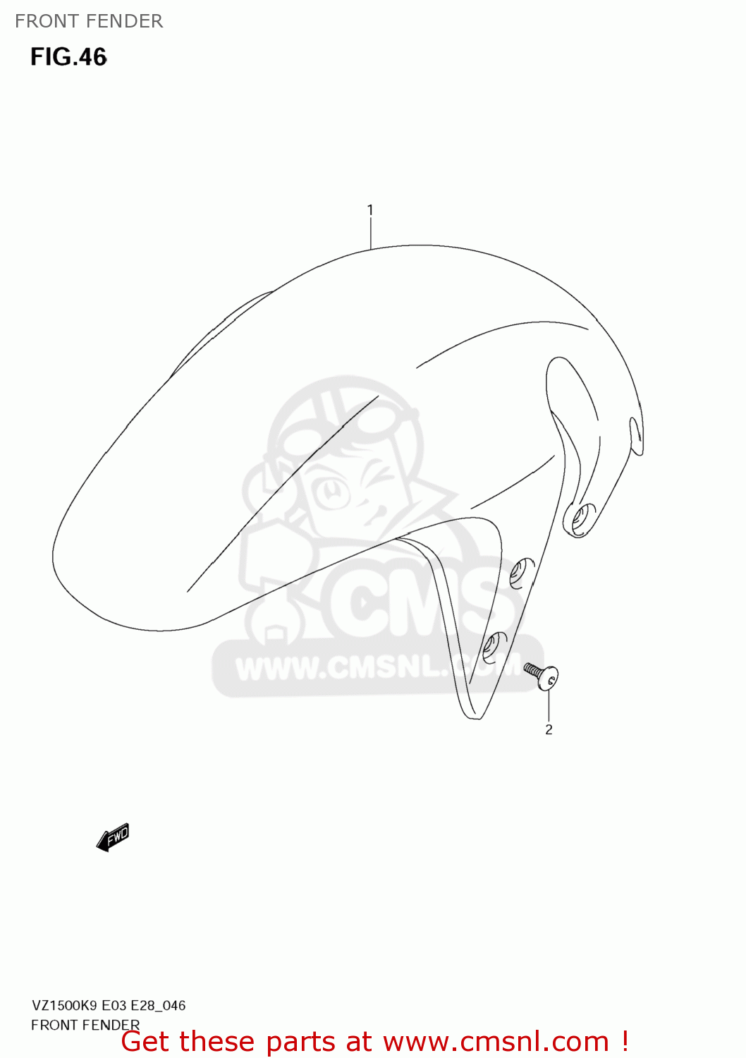 FRONT FENDER VZ1500 BOULEVARD M90 2009 (K9) USA CALIFORNIA (E03 E33)