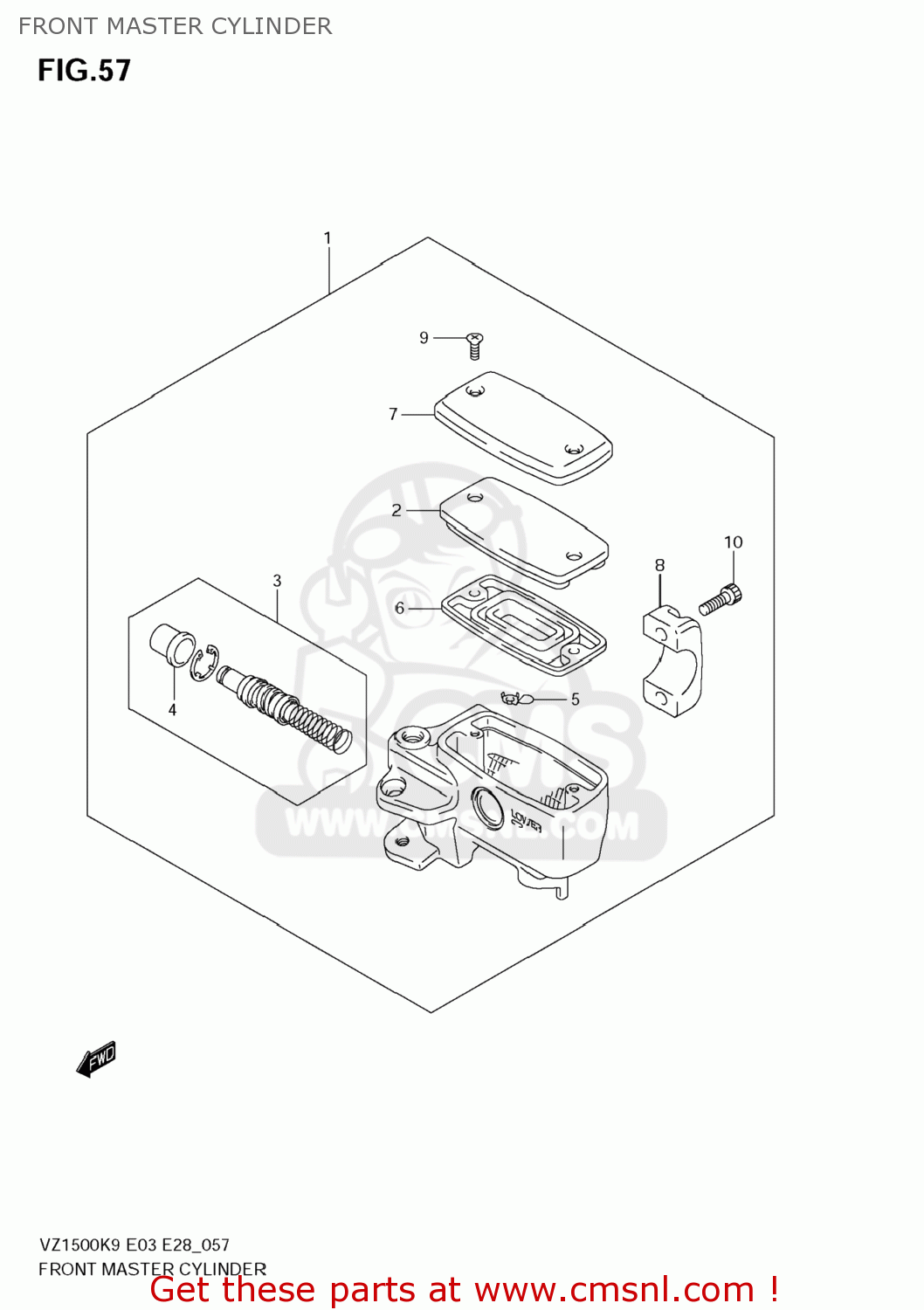 FRONT MASTER CYLINDER VZ1500 BOULEVARD M90 2009 (K9) USA CALIFORNIA (E03 E33)