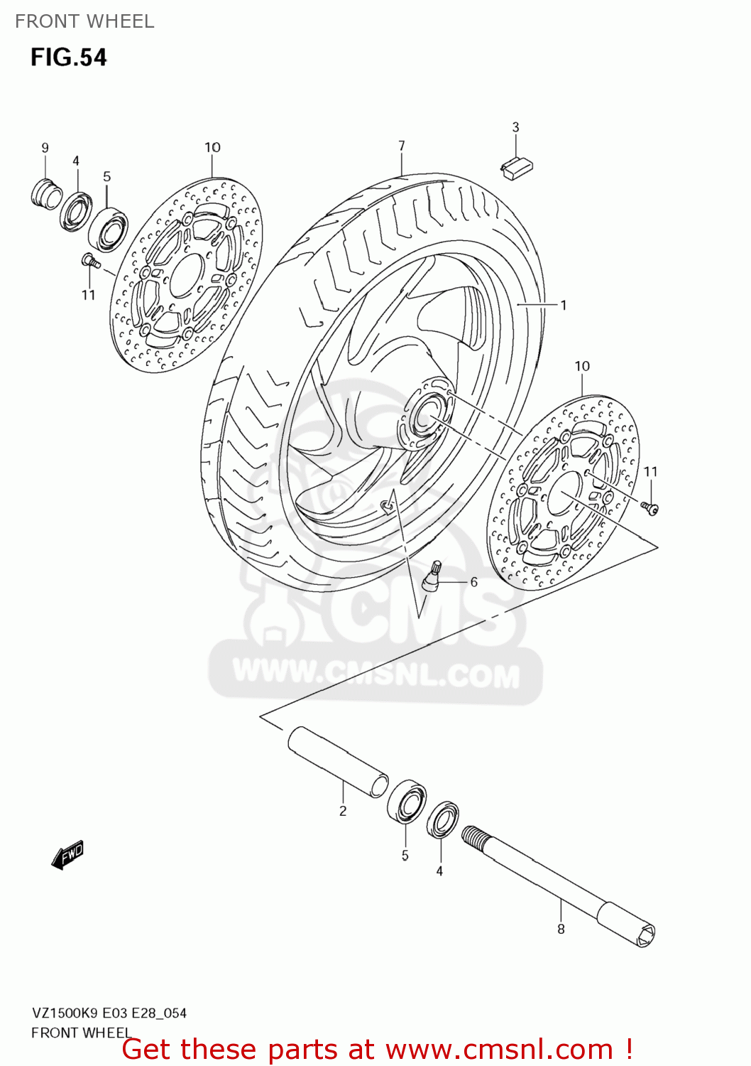 FRONT WHEEL VZ1500 BOULEVARD M90 2009 (K9) USA CALIFORNIA (E03 E33)