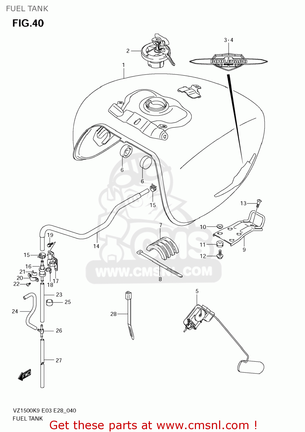 FUEL TANK VZ1500 BOULEVARD M90 2009 (K9) USA CALIFORNIA (E03 E33)